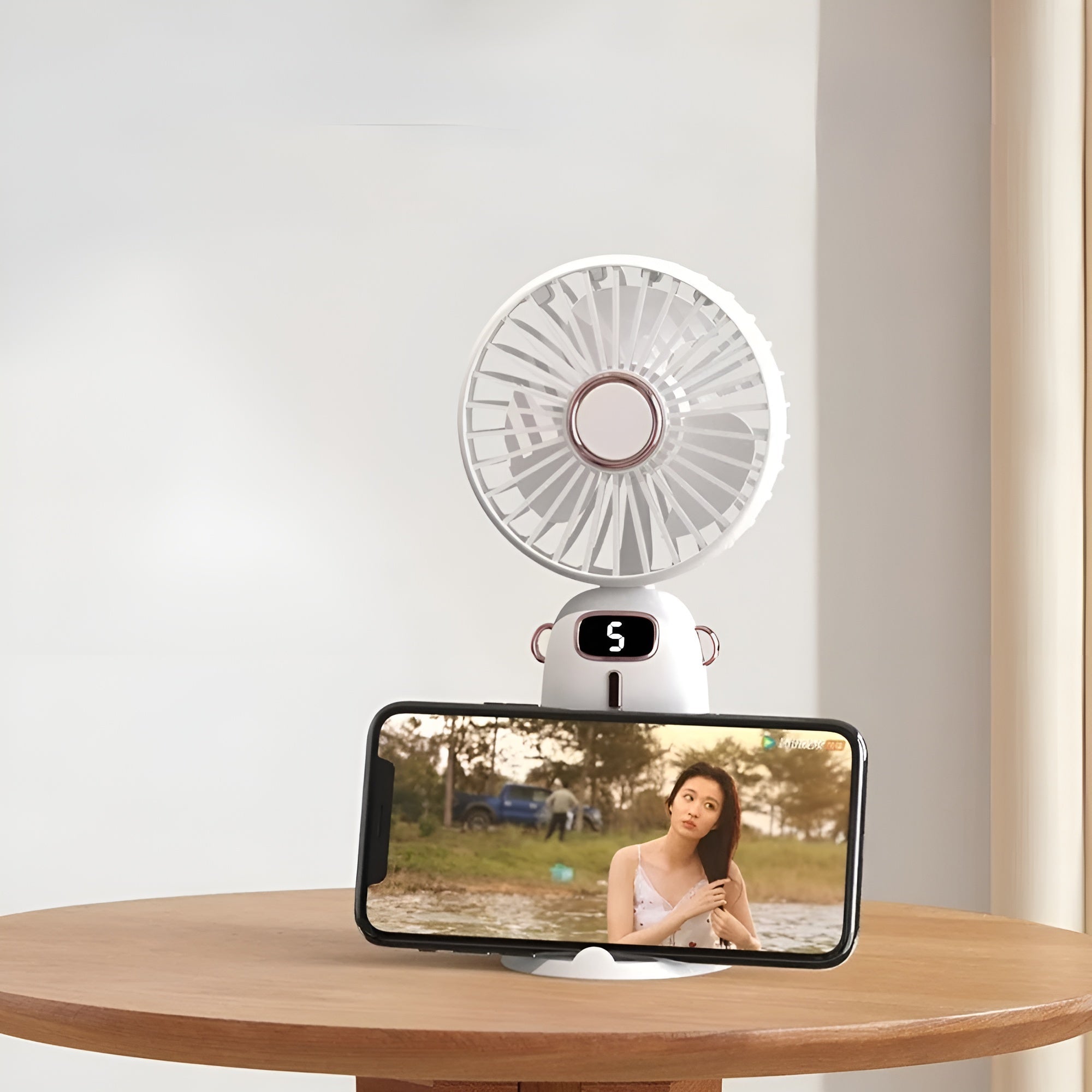 Kompakter Usb Handventilator – Tragbarer Mini-ventilator MIT Led-anzeige 5 Geschwindigkeitsstufen Und Klappbarem Design