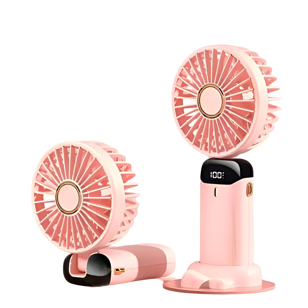 Kompakter Usb Handventilator – Tragbarer Mini-ventilator MIT Led-anzeige 5 Geschwindigkeitsstufen Und Klappbarem Design