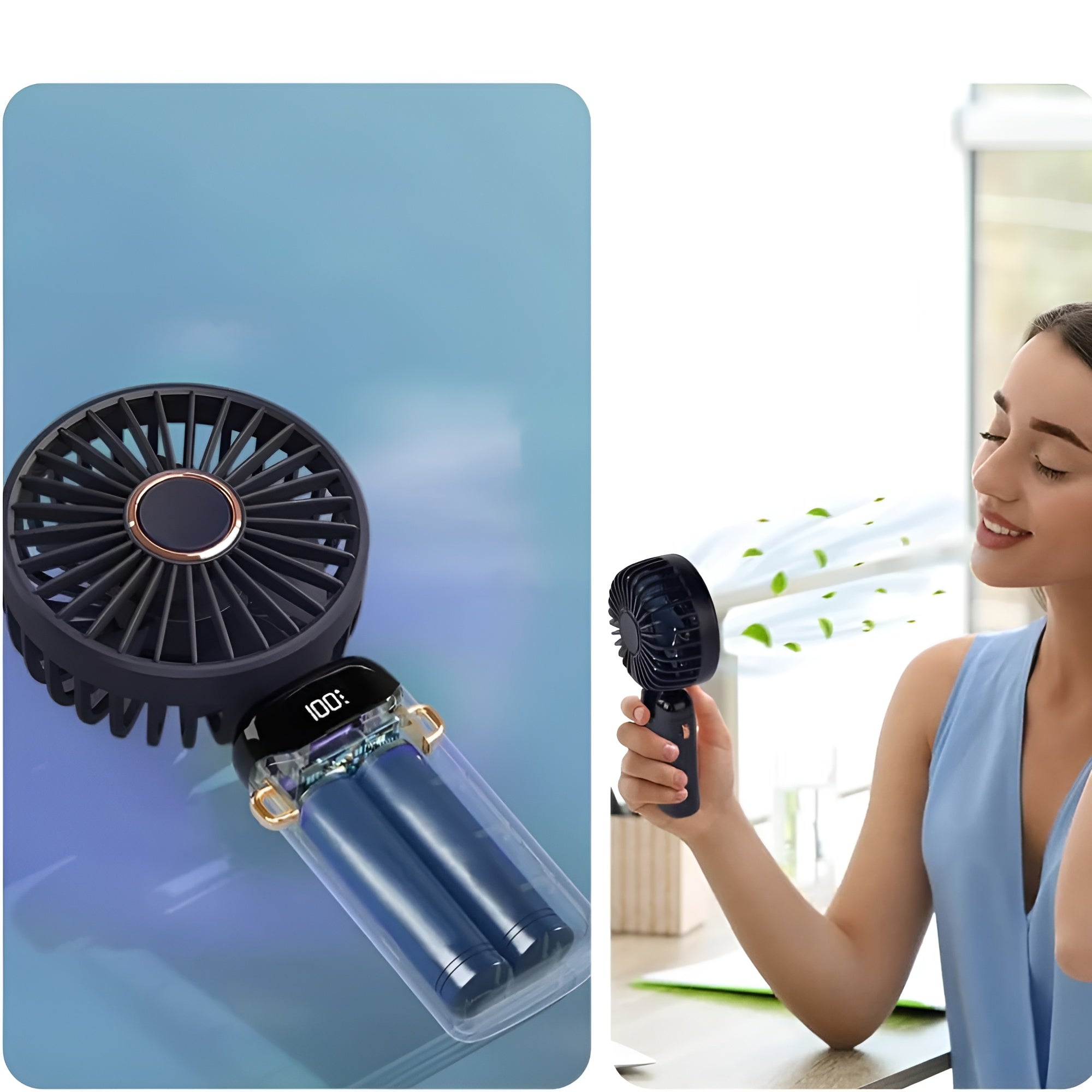 Kompakter Usb Handventilator – Tragbarer Mini-ventilator MIT Led-anzeige 5 Geschwindigkeitsstufen Und Klappbarem Design