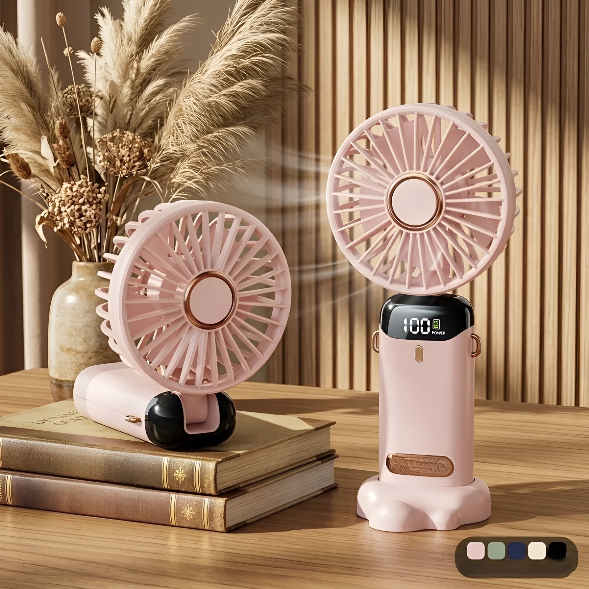Kompakter Usb Handventilator – Tragbarer Mini-ventilator MIT Led-anzeige 5 Geschwindigkeitsstufen Und Klappbarem Design