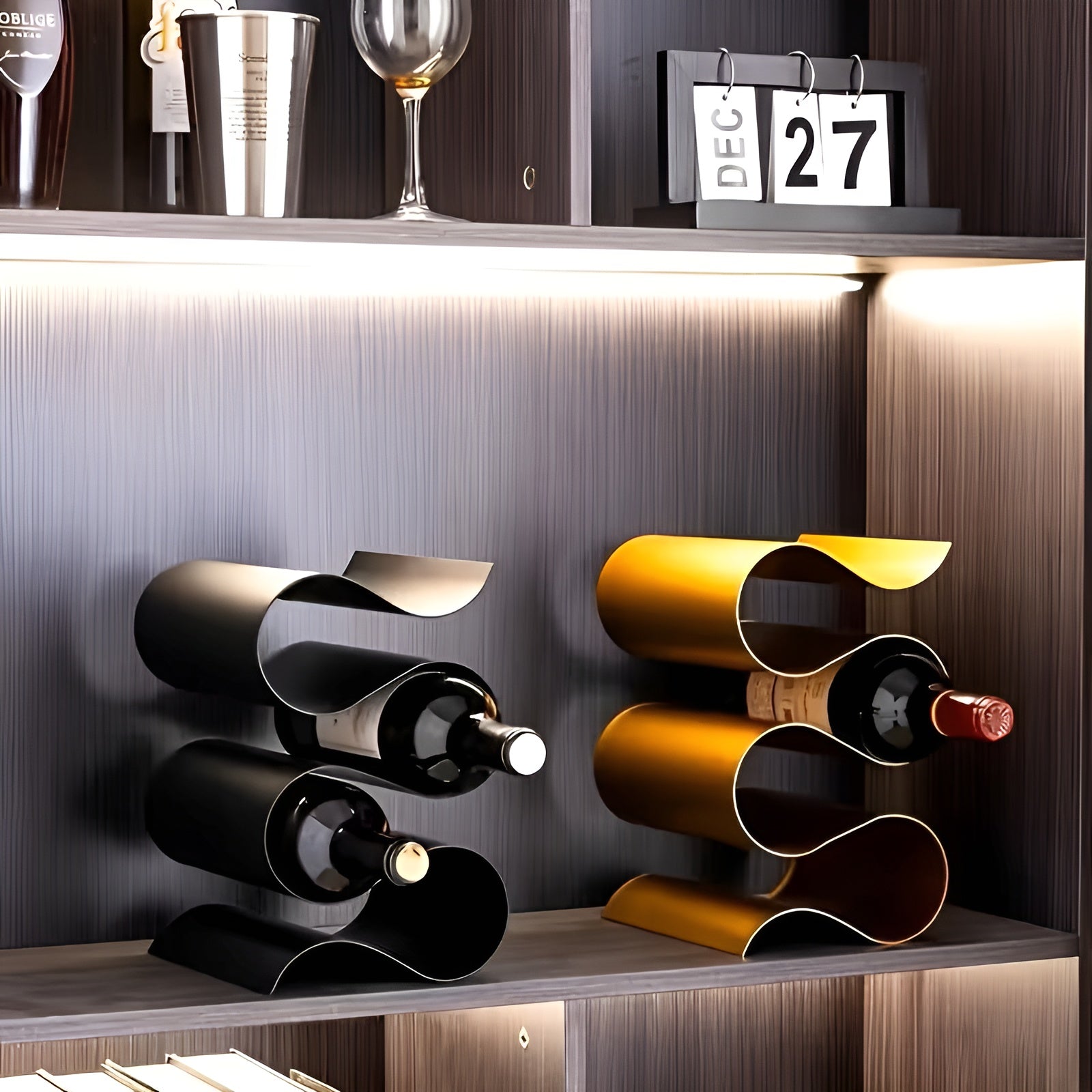 Kompaktes Metall Weinregal – Stapelbar und Stabil | Perfekt für Küche Bar und Arbeitsfläche - Weinregal