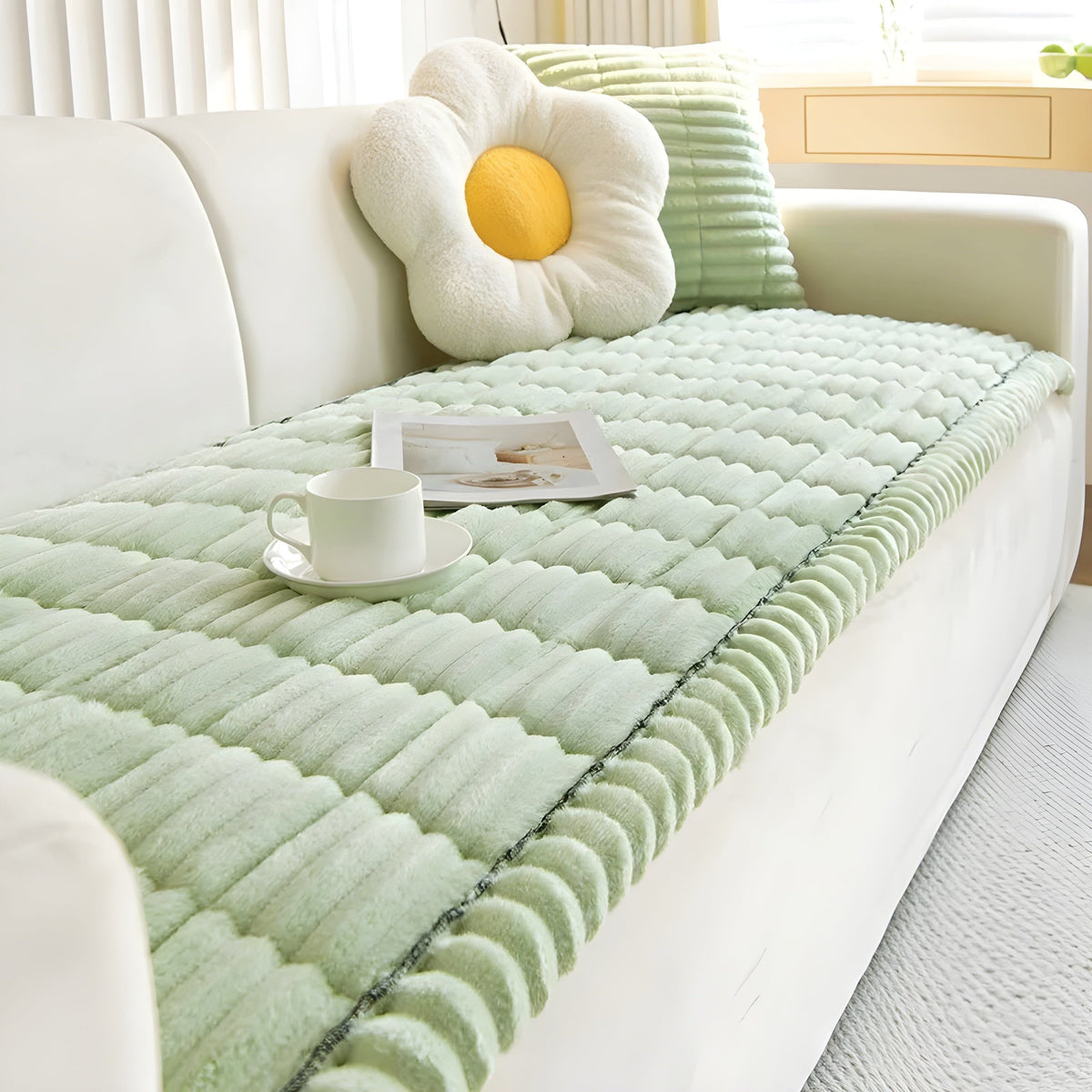 Kord Sofabezug – Dick Rutschfest und Dekorativ | Perfekter Schutz für Couch - Grün / 60x60cm - Sofabezug