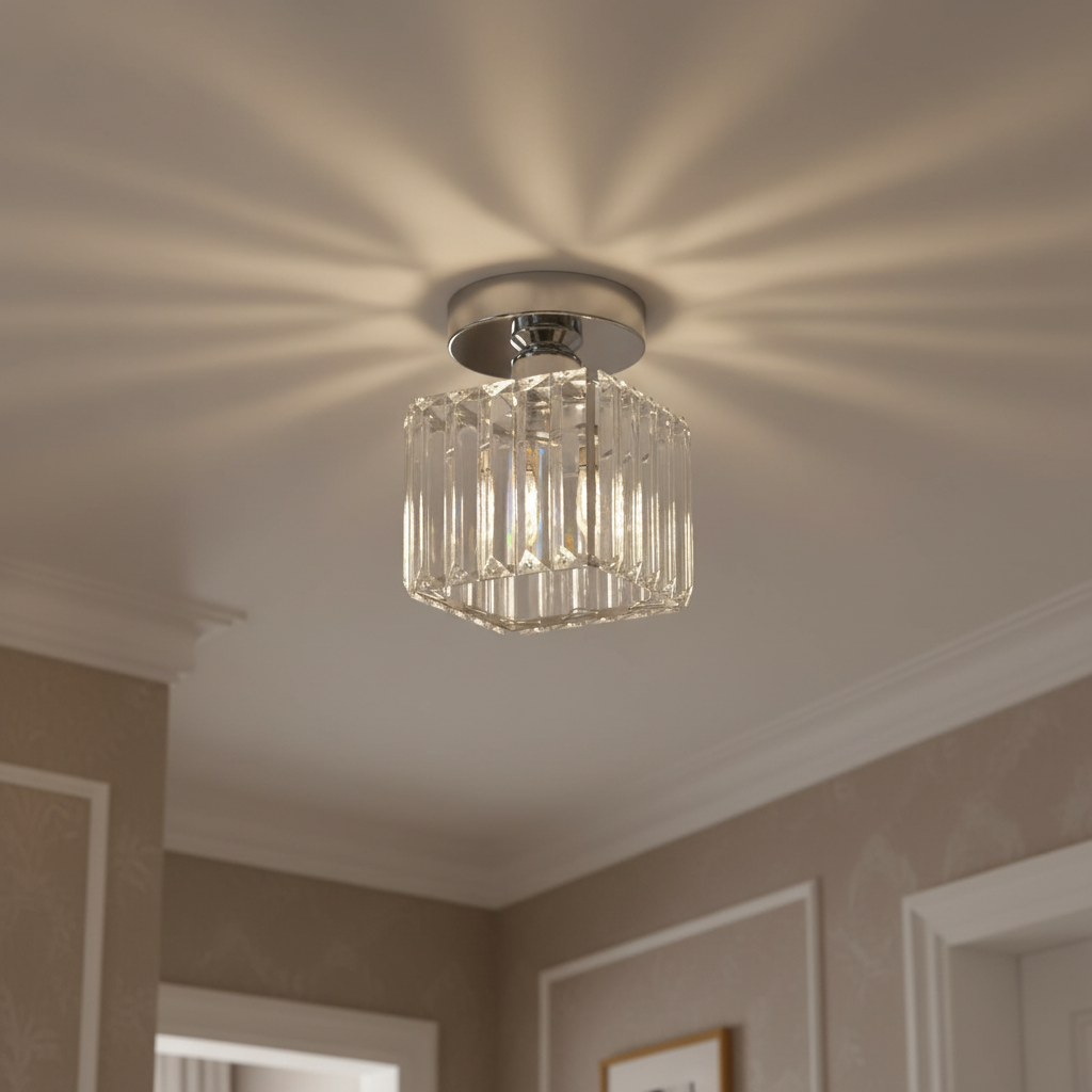 Lampada da soffitto in cristallo E27 Moderna – Nera o Oro Montaggio a soffitto - Lampada da soffitto