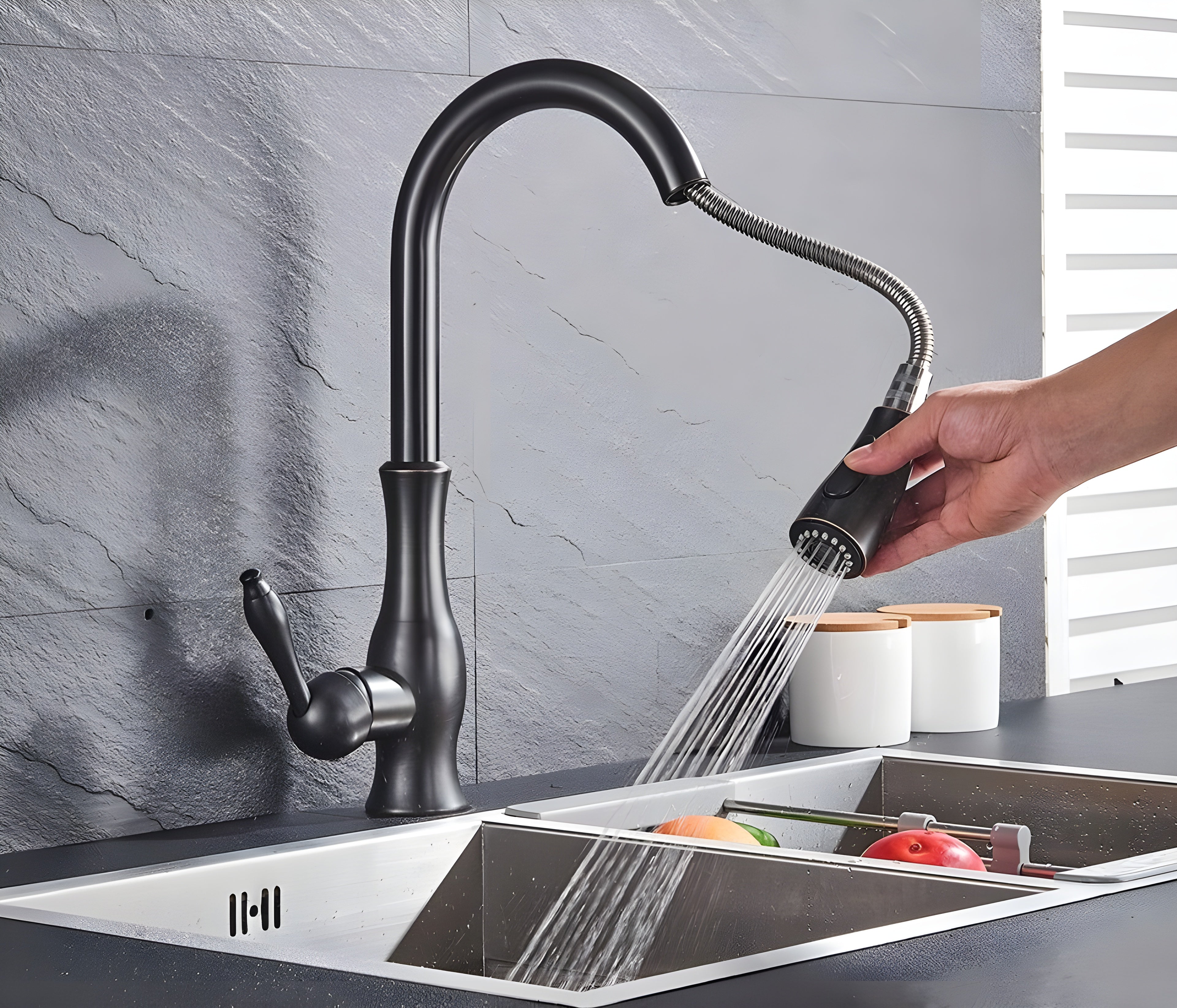 Küchenarmatur mit ausziehbarem Brausekopf – 360° drehbar | Ideal für Spüle und Abwasch - Wohnzubehör