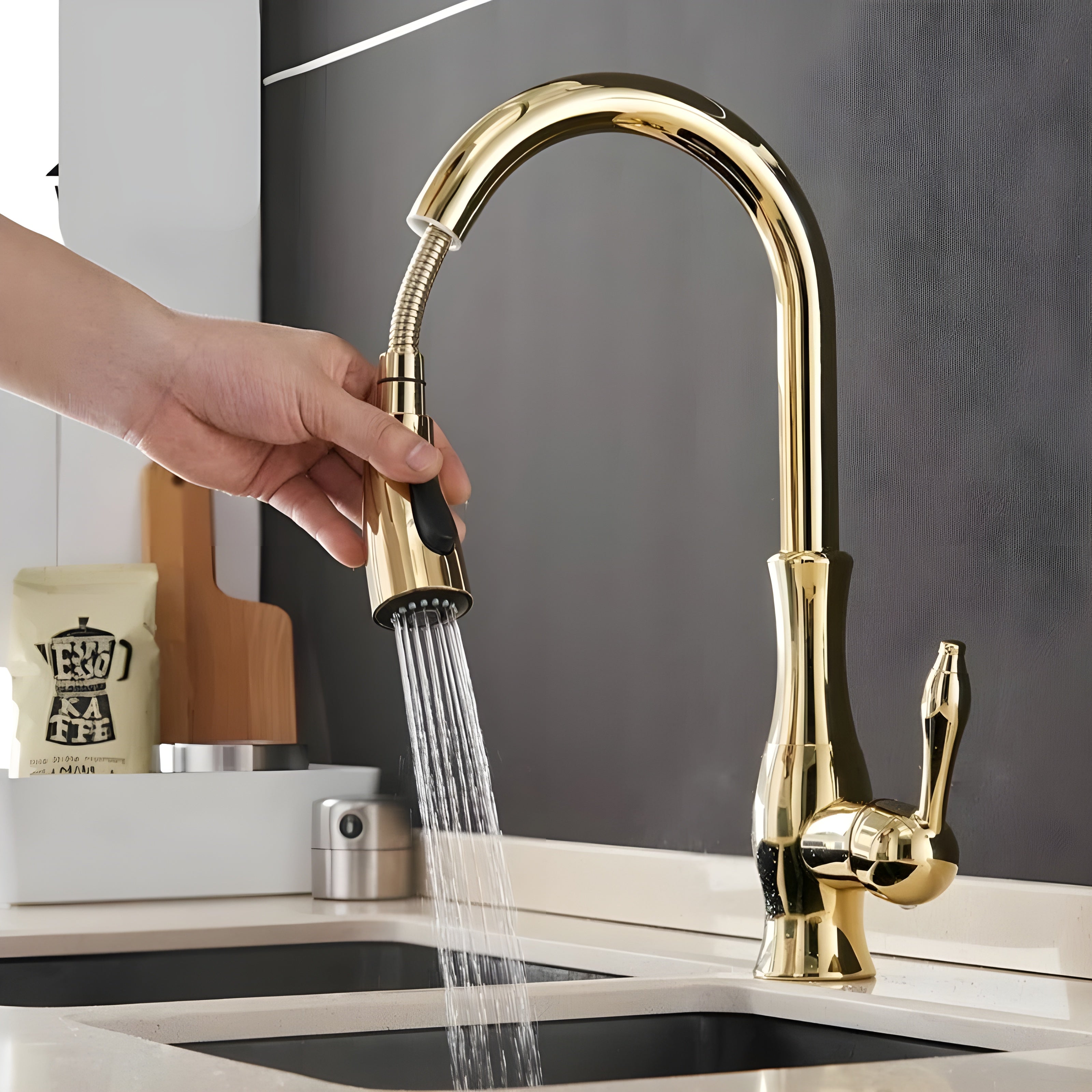 Küchenarmatur mit ausziehbarem Brausekopf – 360° drehbar | Ideal für Spüle und Abwasch - Wohnzubehör