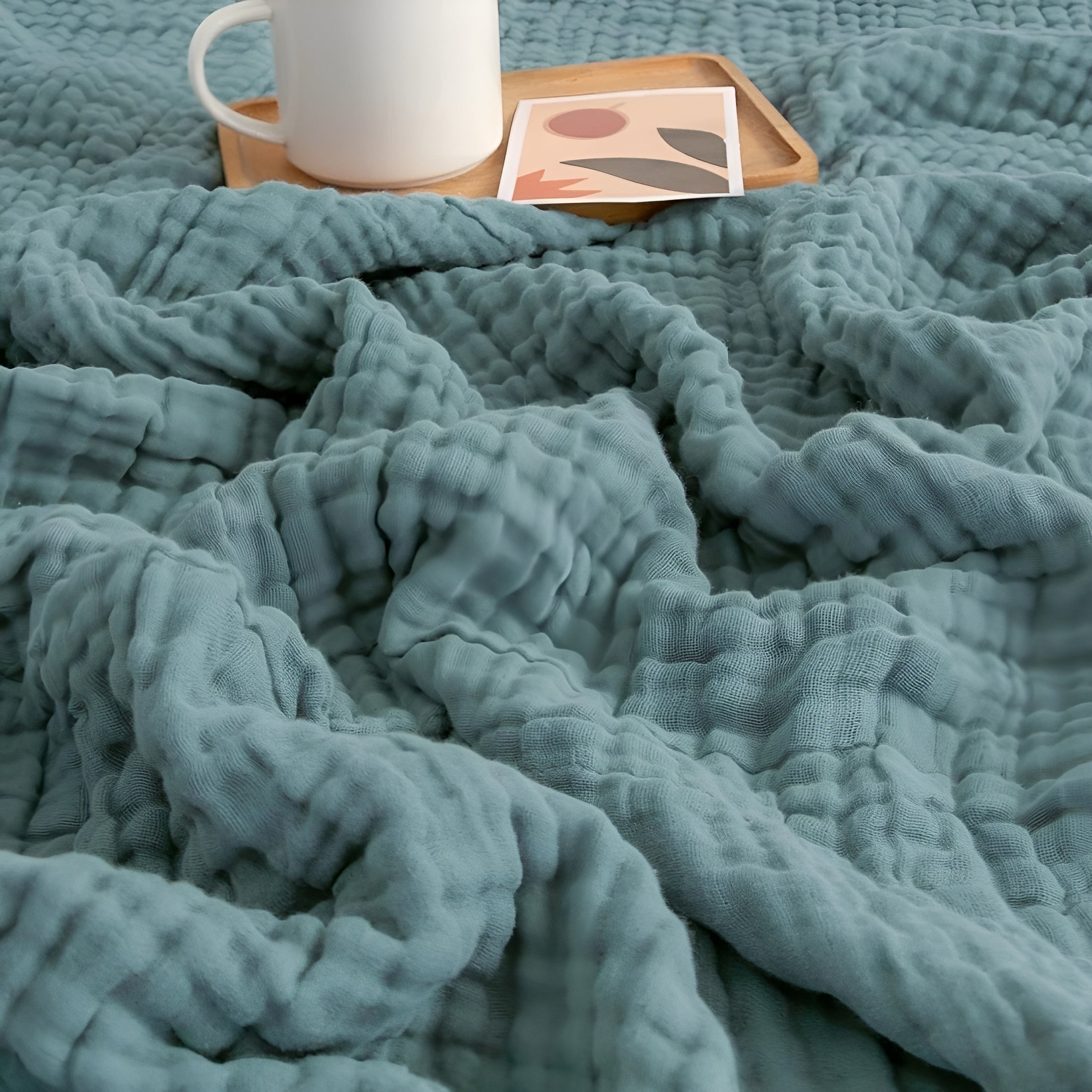 Kühlende Baumwolldecke – Atmungsaktive Sommerdecke für warme Nächte - Grün / Einzelbett 130 x 150 cm - Decke