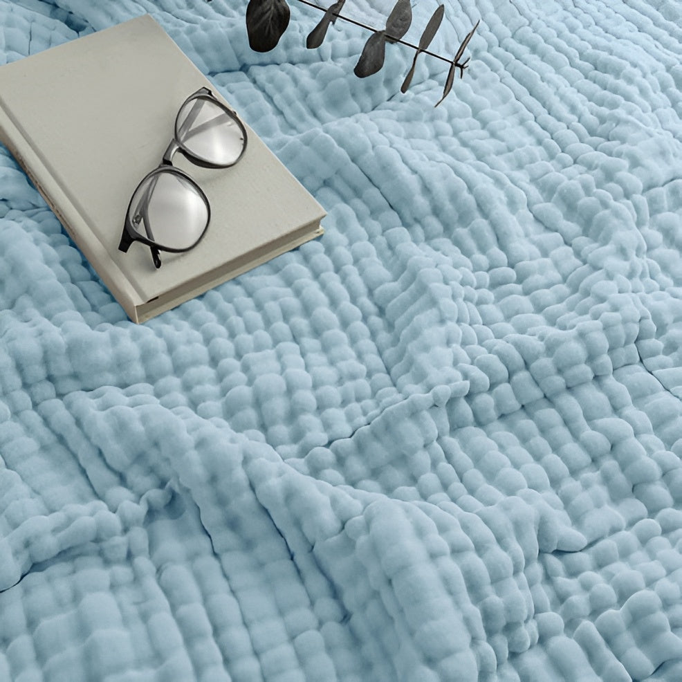 Kühlende Baumwolldecke – Atmungsaktive Sommerdecke für warme Nächte - Blau / Einzelbett 130 x 150 cm - Decke