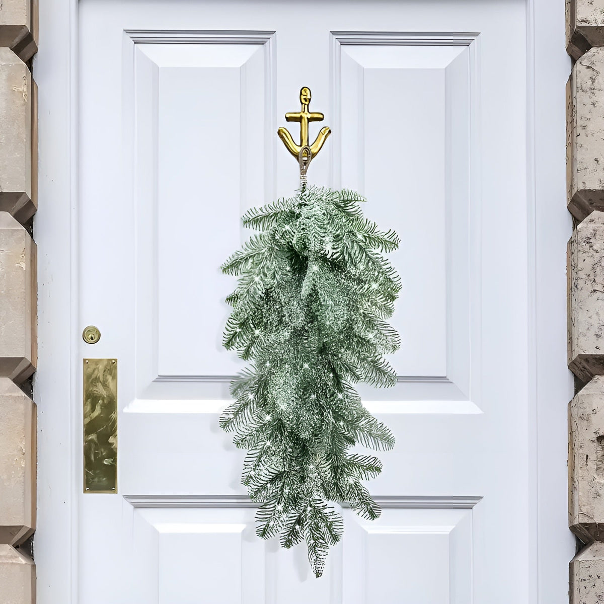 Künstliche Weihnachtsgirlande – Mit Schneeperlen und Frost-Effekt | Dekorative Hängedeko für Tür Kamin &