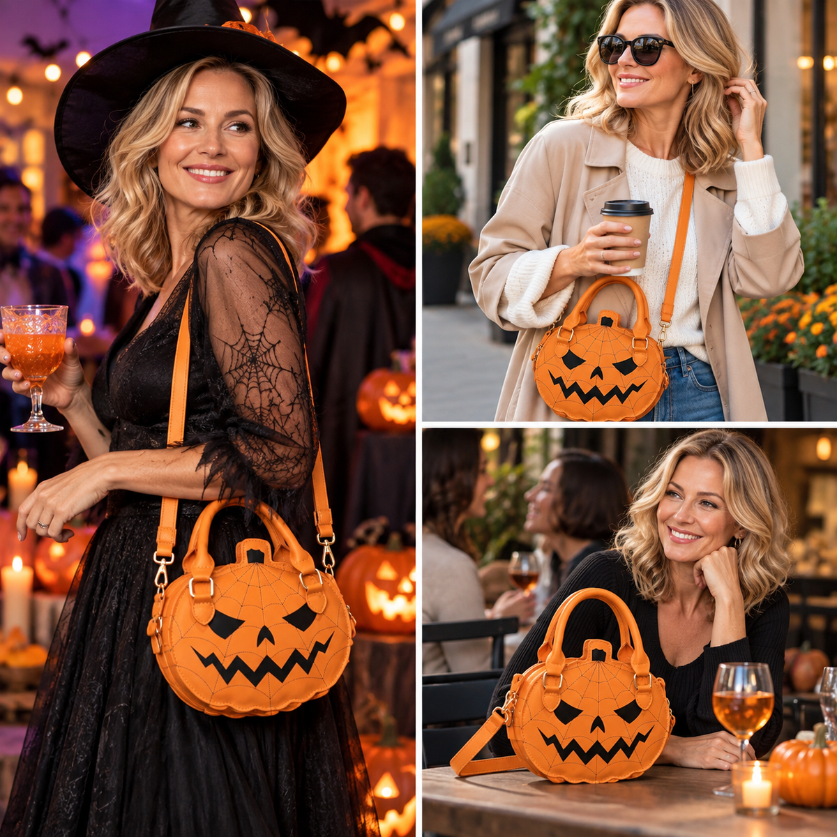 Kürbis-Handtasche aus Veganleder – Halloween-Accessoire - Handtaschen