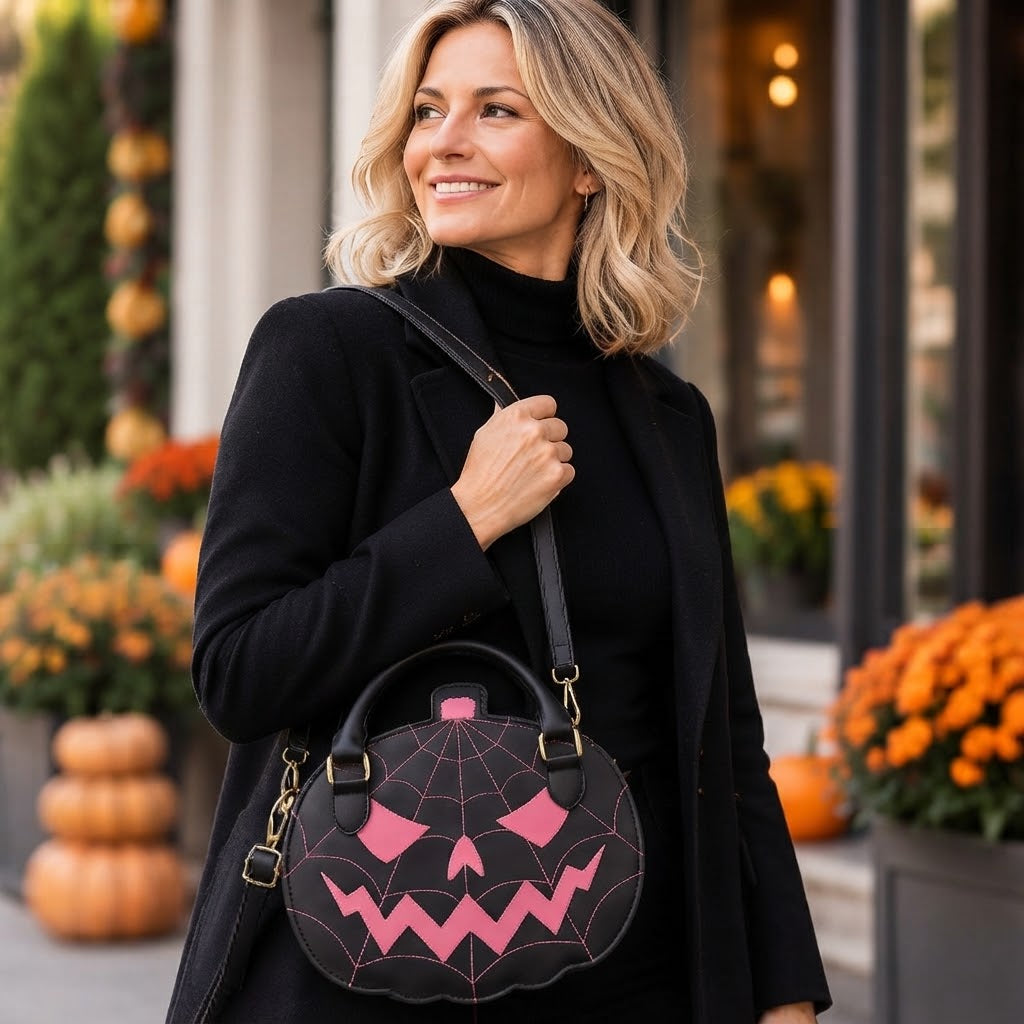 Kürbis-Handtasche aus Veganleder – Halloween-Accessoire - Handtaschen