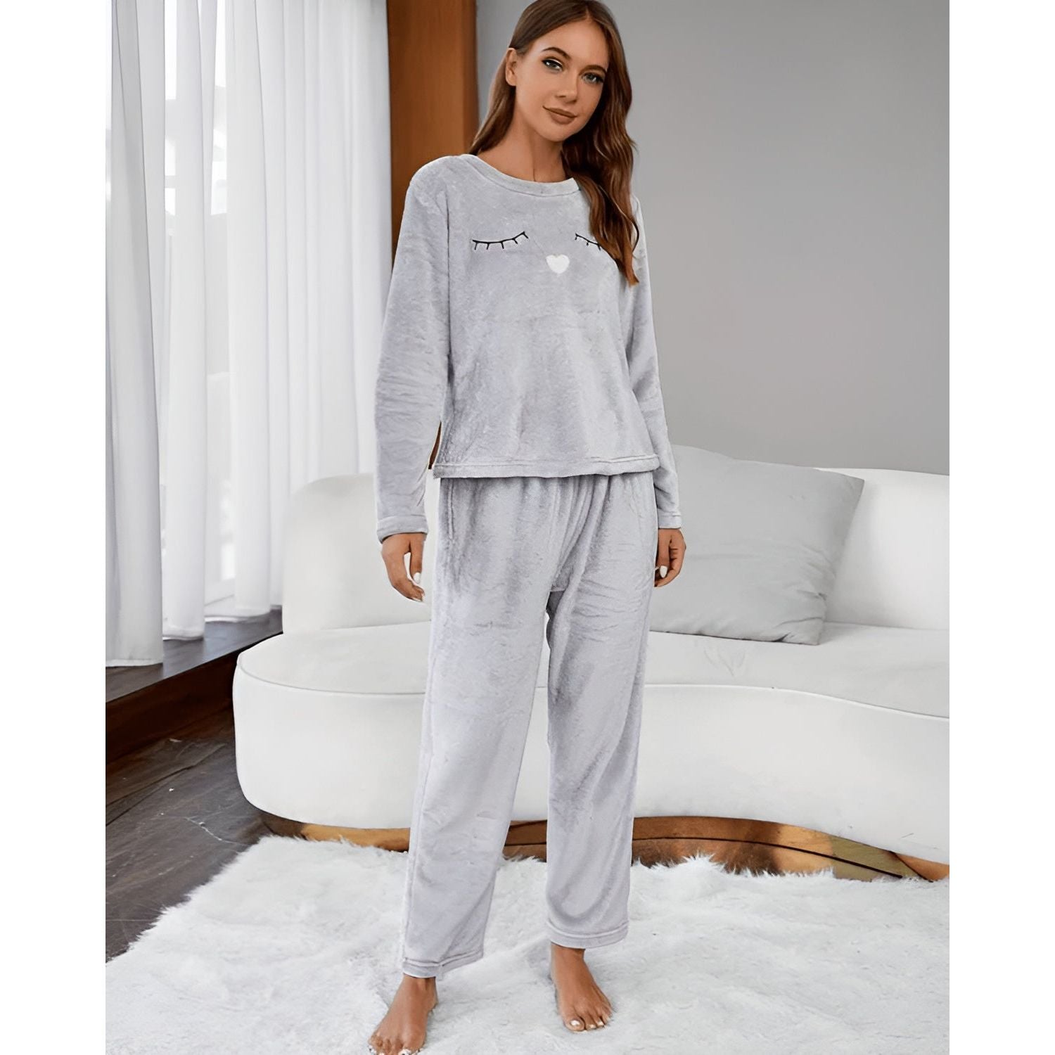 Carla Set - Warmer Damenpyjama aus Flanell für die Herbst-Winter Nächte - Elegare