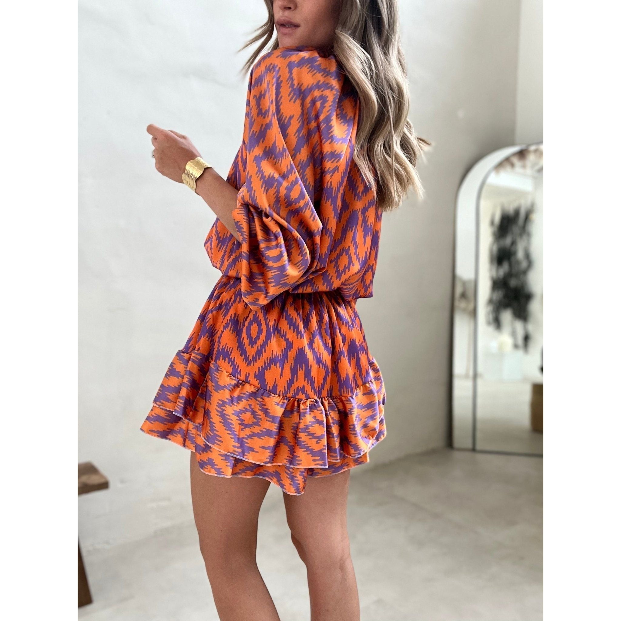 Anette Romper - Bedrucktes Romper-Kleid mit Rüschen Elegare