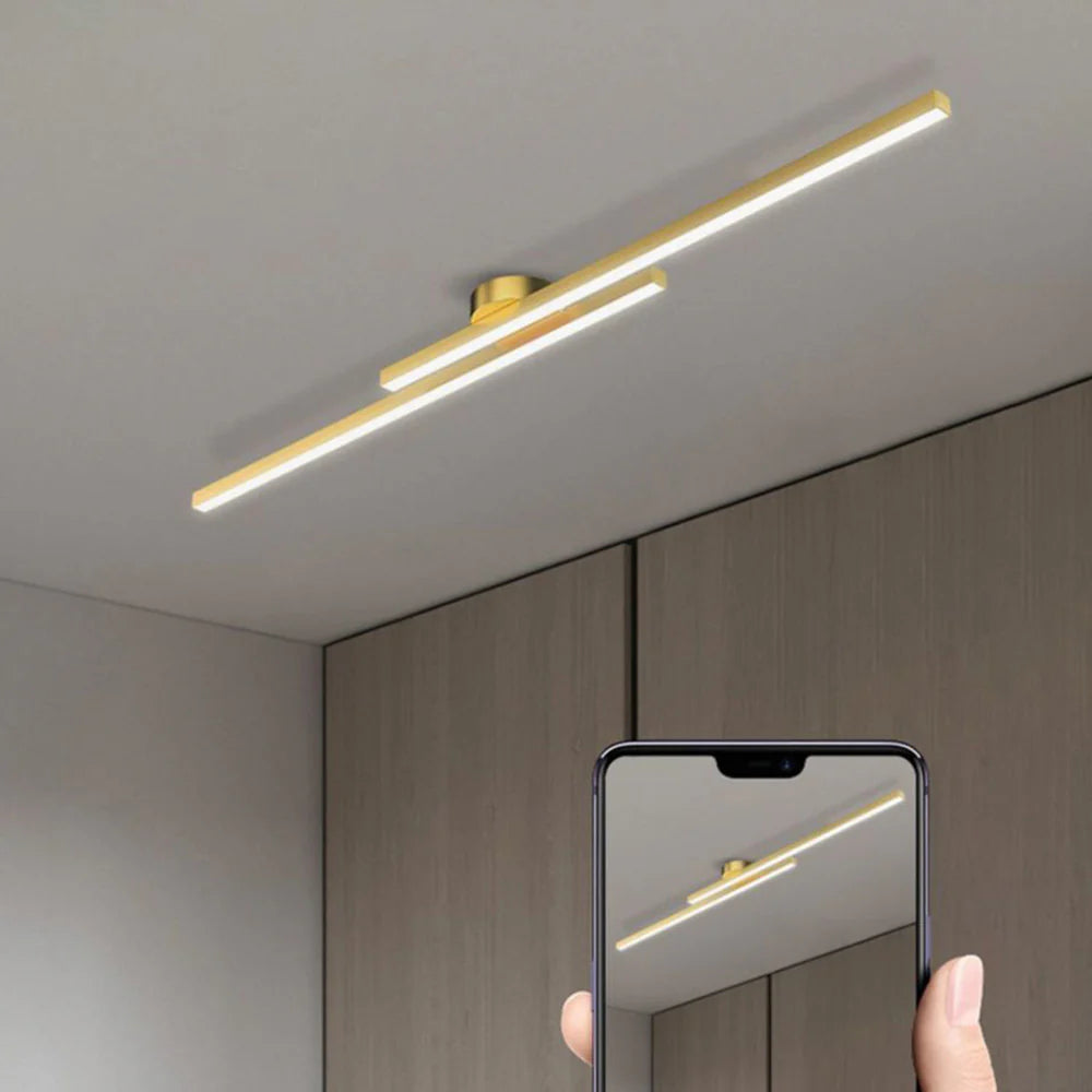 Längliche LED-Deckenleuchte Aluminium dimmbar 60 cm 90 cm 120 cm - Gold / 60 × 12 × 5 cm / Kaltweiß - Deckenleuchte