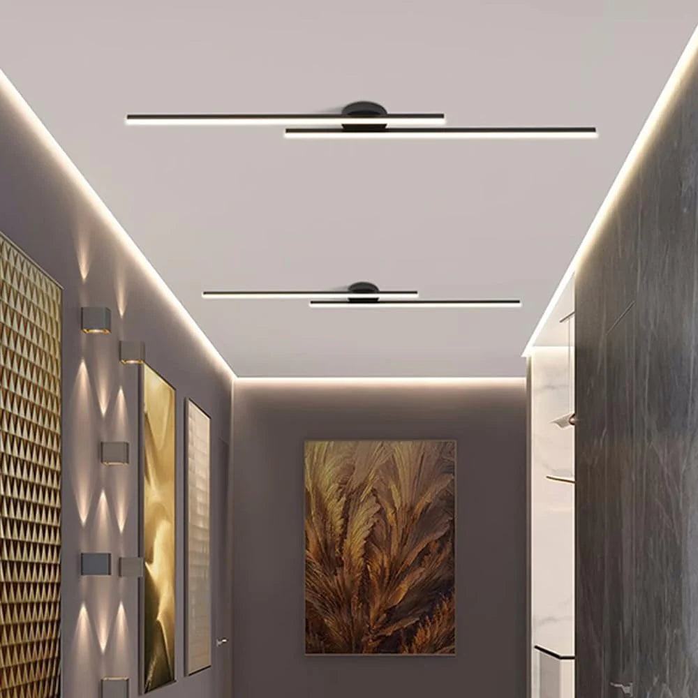 Längliche LED-Deckenleuchte Aluminium dimmbar 60 cm 90 cm 120 cm - Schwarz / 60 × 12 × 5 cm / Kaltweiß - Deckenleuchte