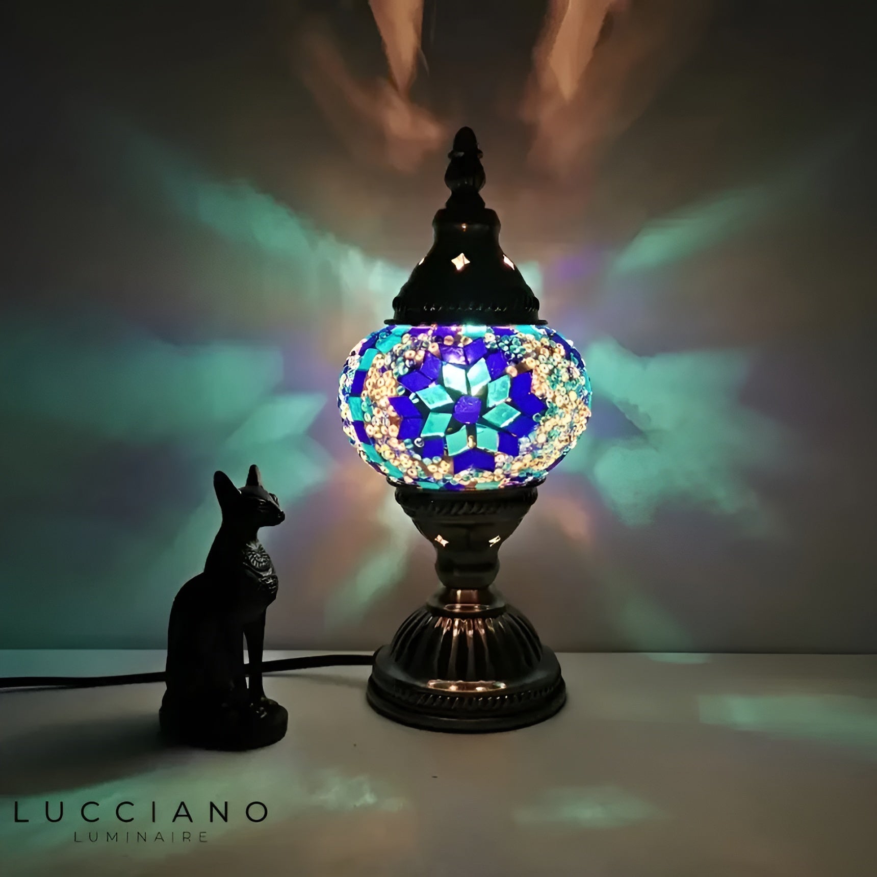 Vintage-Kunst-Mosaik-Tischlampe –  Deco Handgefertigte Lamparas De Mesa Mosaikglas-Nachttischlampe Lamparas Con Mozaïek Nachtlicht