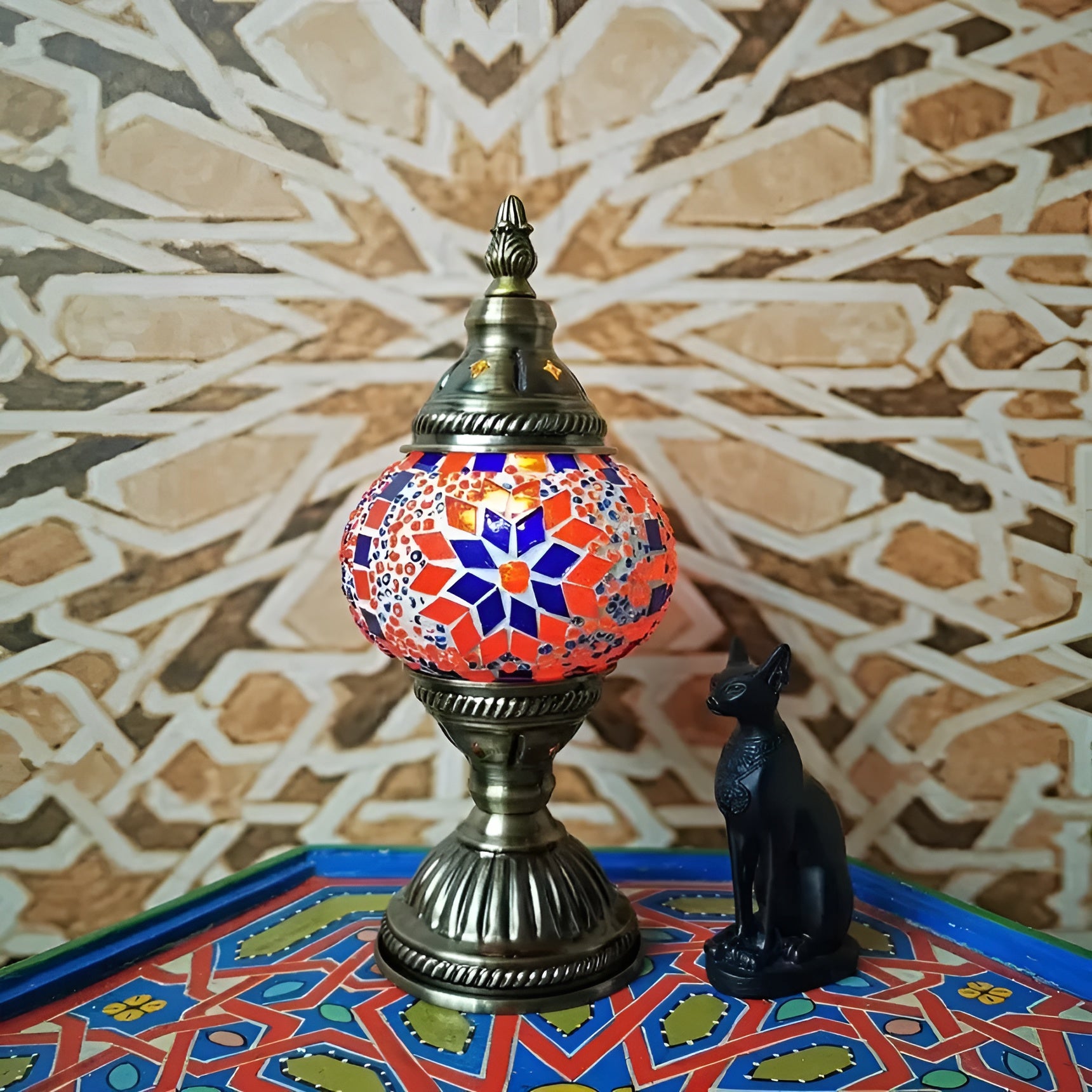 Vintage-Kunst-Mosaik-Tischlampe –  Deco Handgefertigte Lamparas De Mesa Mosaikglas-Nachttischlampe Lamparas Con Mozaïek Nachtlicht
