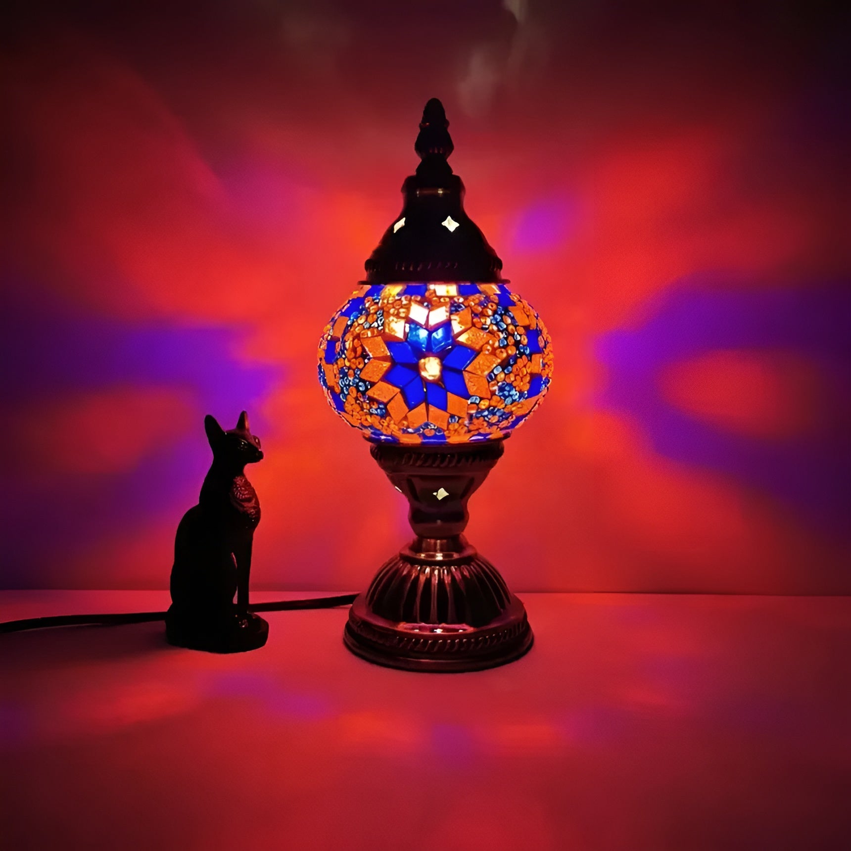 Vintage-Kunst-Mosaik-Tischlampe –  Deco Handgefertigte Lamparas De Mesa Mosaikglas-Nachttischlampe Lamparas Con Mozaïek Nachtlicht