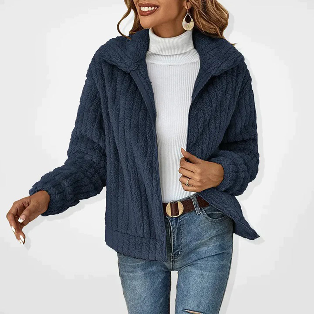 Langer Fleece-Cardigan für Damen – Warm & Elegant - Blau / S - Cardigan