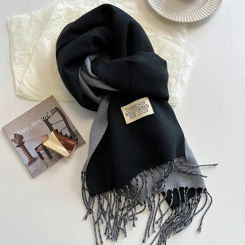 Langer Winterschal Cashmere-Blend Unisex 68x200 cm – Warm und Weich - Schwarz / 68x200 cm - Schals und Tücher