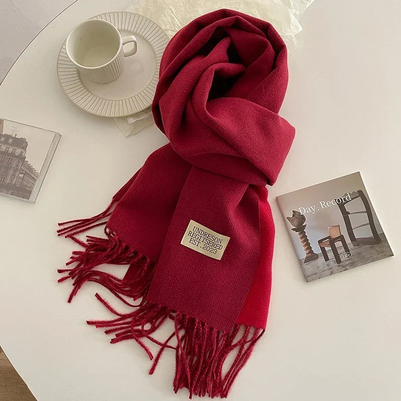 Langer Winterschal Cashmere-Blend Unisex 68x200 cm – Warm und Weich - Rot / 68x200 cm - Schals und Tücher