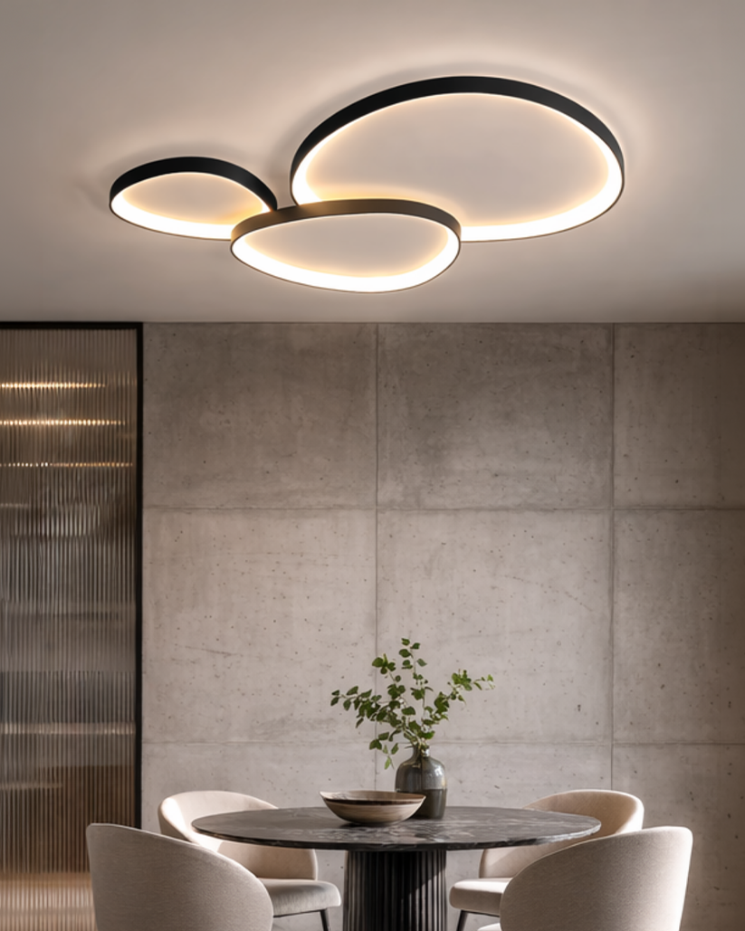 LED Deckenleuchte Minimalistisch – Moderne Designleuchte mit weichem Licht - Schwarz / L 90 cm x B 60 cm x H 9 cm