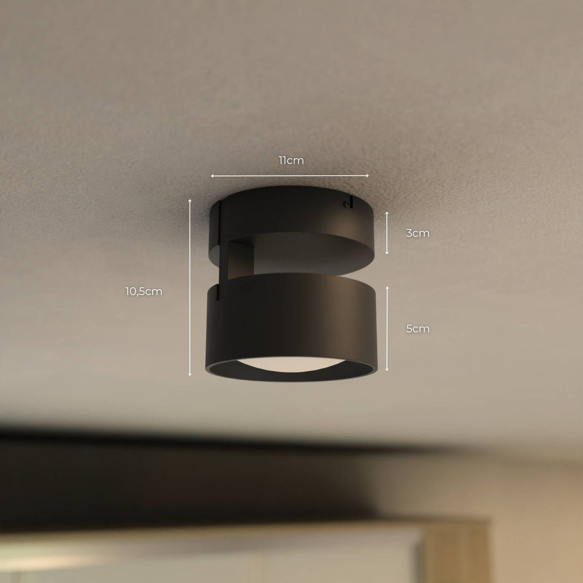 LED Deckenleuchte Zylinder Up-Down-Light Aluminium Schwarz - Deckenleuchten