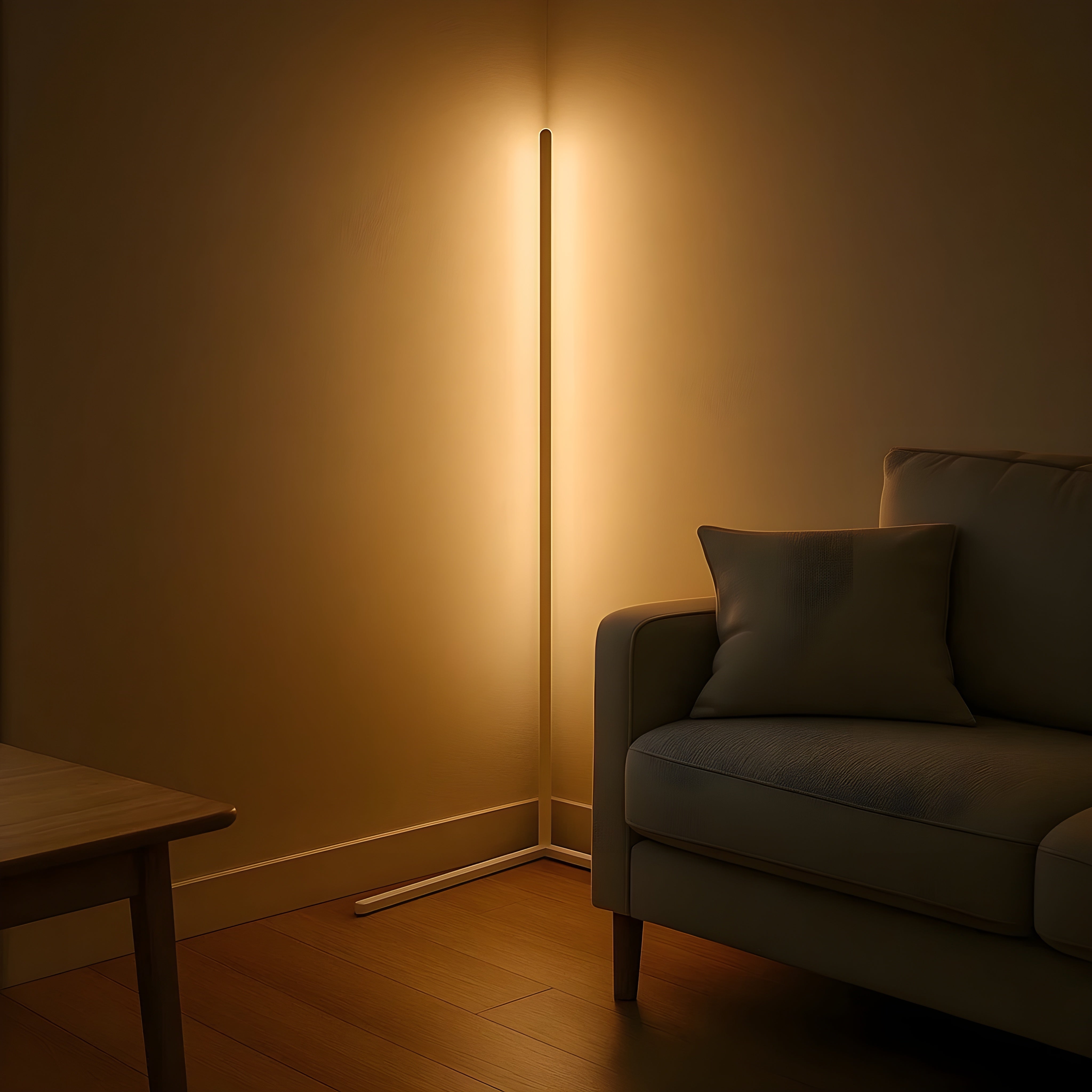 LED Eck-Stehlampe – Dimmbar mit Fernbedienung | Modernes Design & indirektes Licht - Weiß / Warmweiß (3 Stufen –