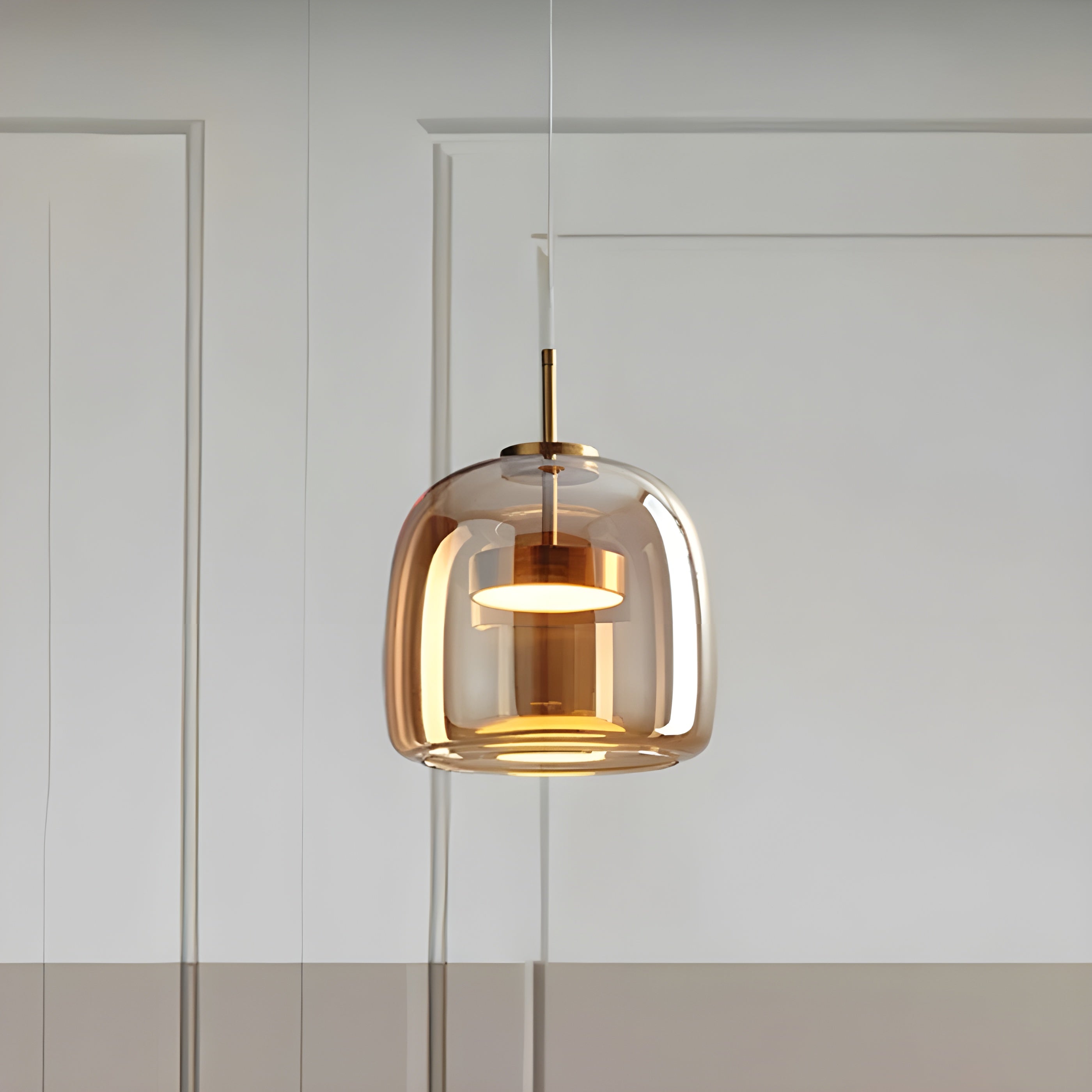 LED-Pendelleuchte Glas – Retro-Design mit Warmem Licht für Esszimmer & Küche - Bernstein / 26cm / Warmes Weiß