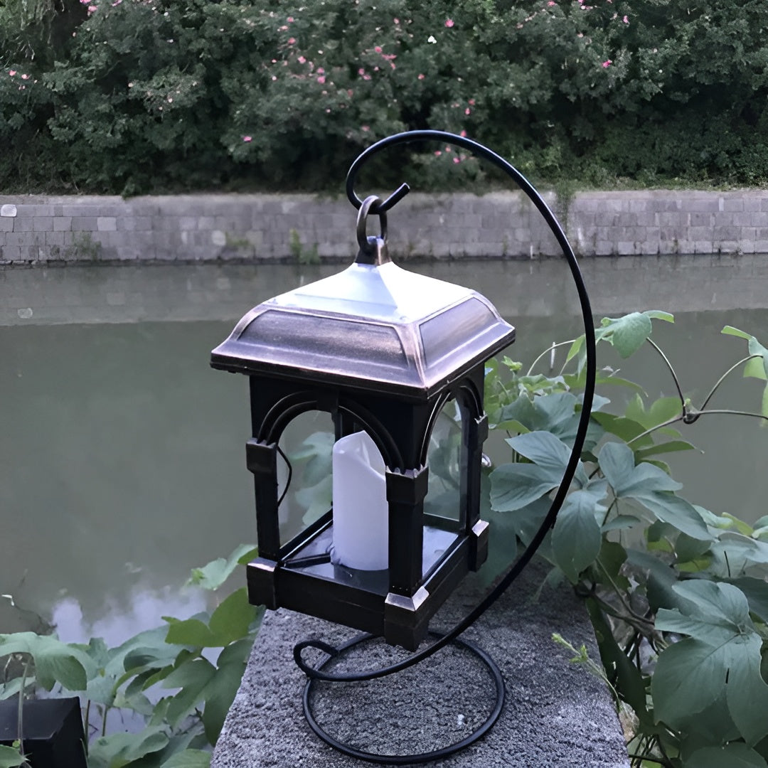 LED-Solarleuchte in Hausform – Wasserdichte Gartenbeleuchtung für Außenbereiche - B – Cyan / Warmweiß (3000 K) / 5.5v