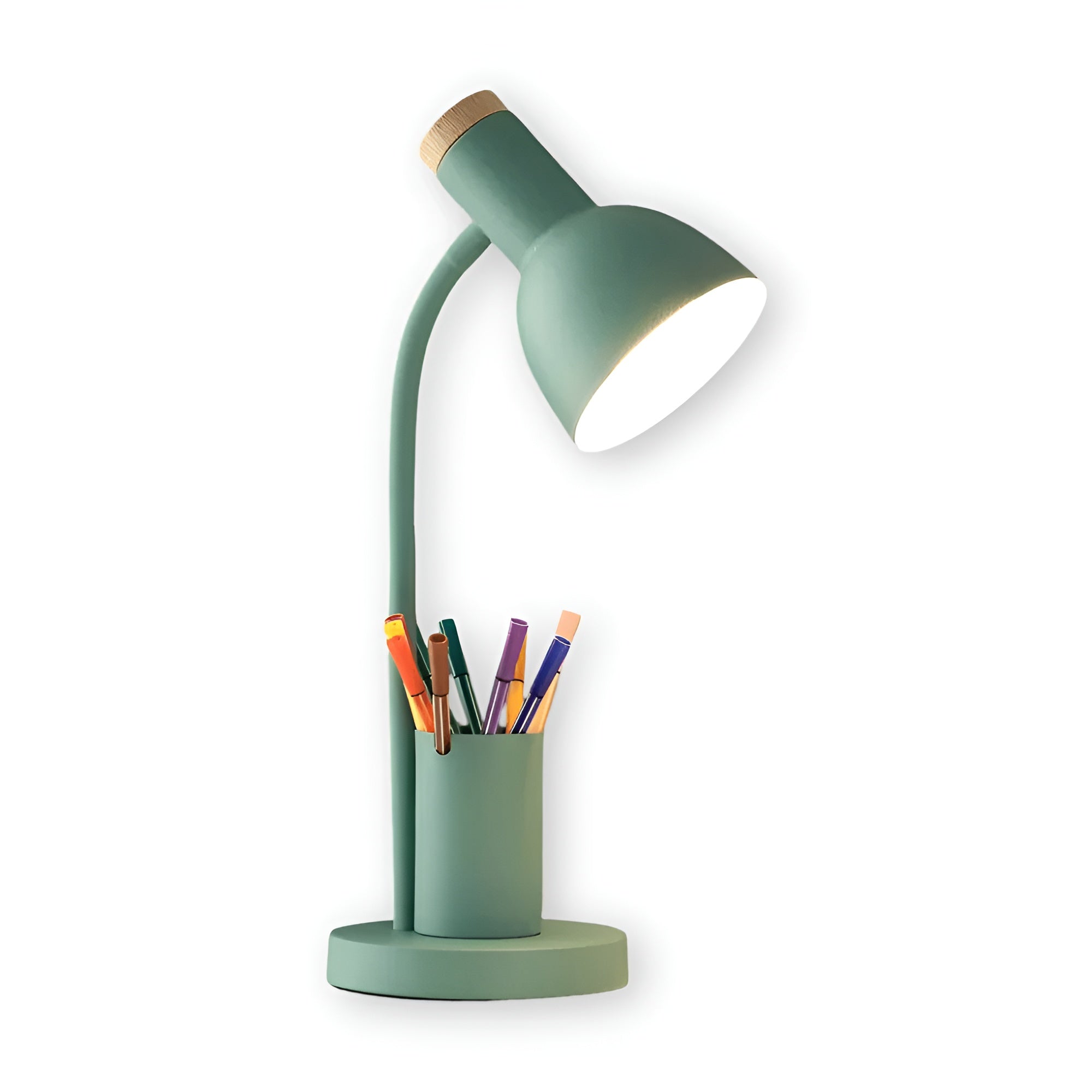 LED-Tischlampe mit Stifthalter – Stilvoll und Praktisch | Ordnung auf dem Schreibtisch - Grün - Tischlampe
