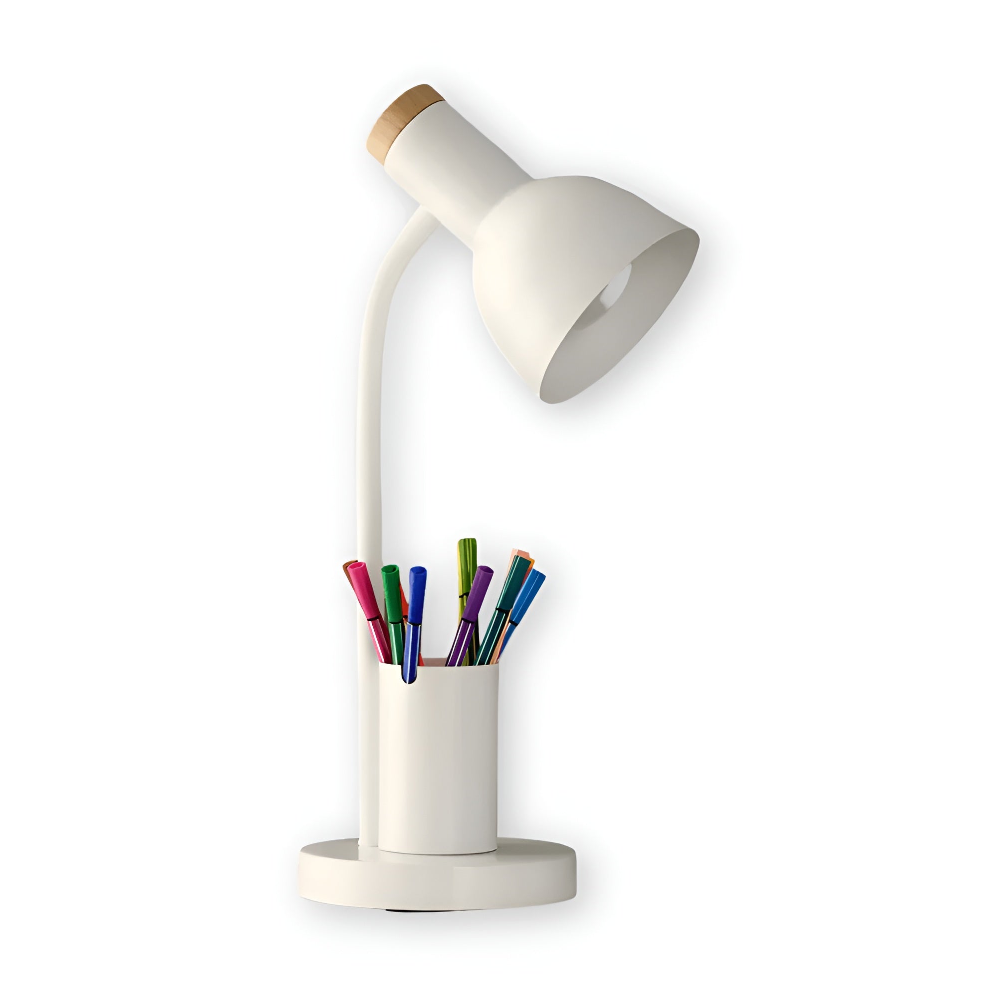 LED-Tischlampe mit Stifthalter – Stilvoll und Praktisch | Ordnung auf dem Schreibtisch - Weiß - Tischlampe