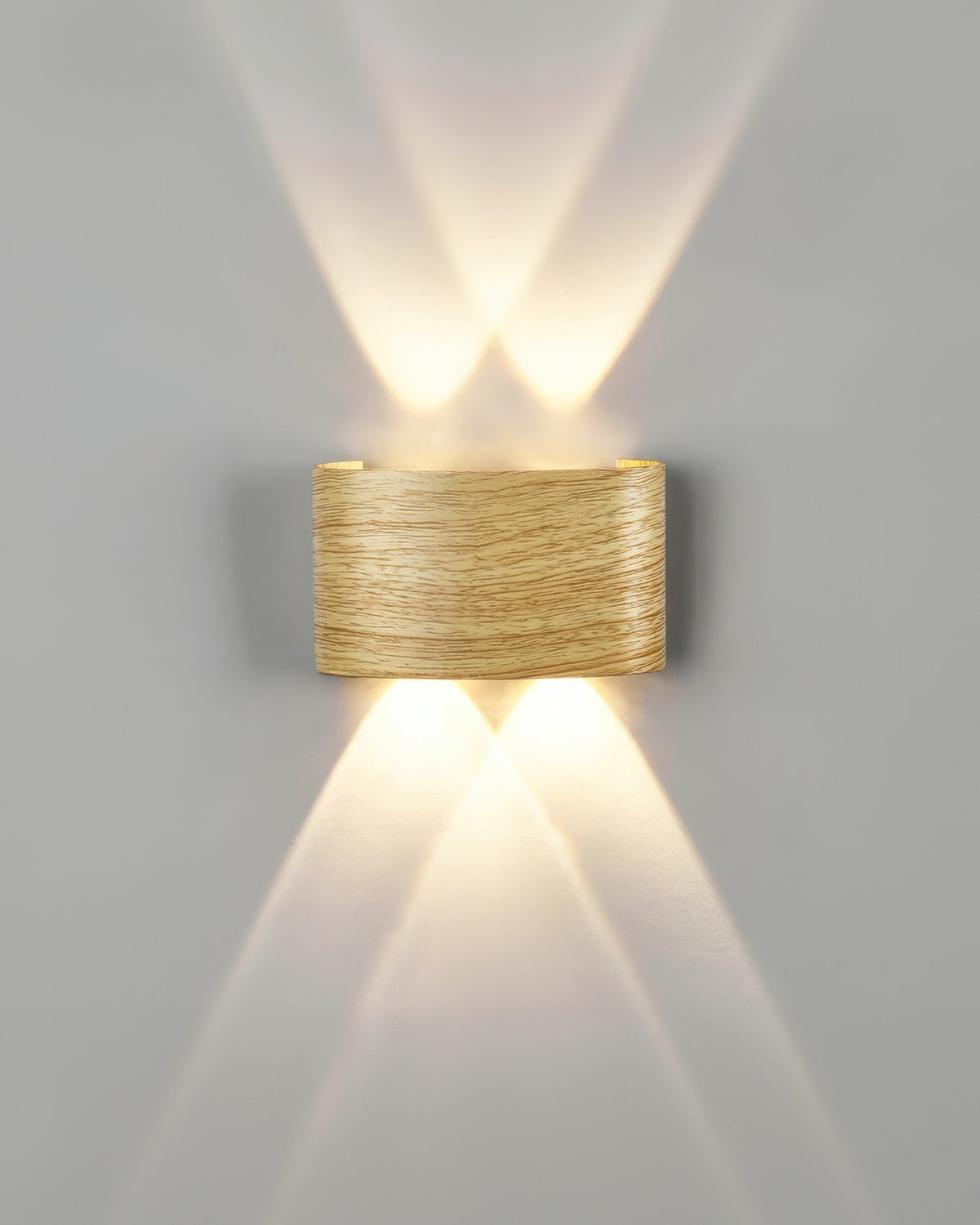 LED Wandleuchte mit Holzoptik – Elegante Innen- und Außenleuchte - 4 Leuchten – 4 W (13 x 7,5 x 4 cm) / Original