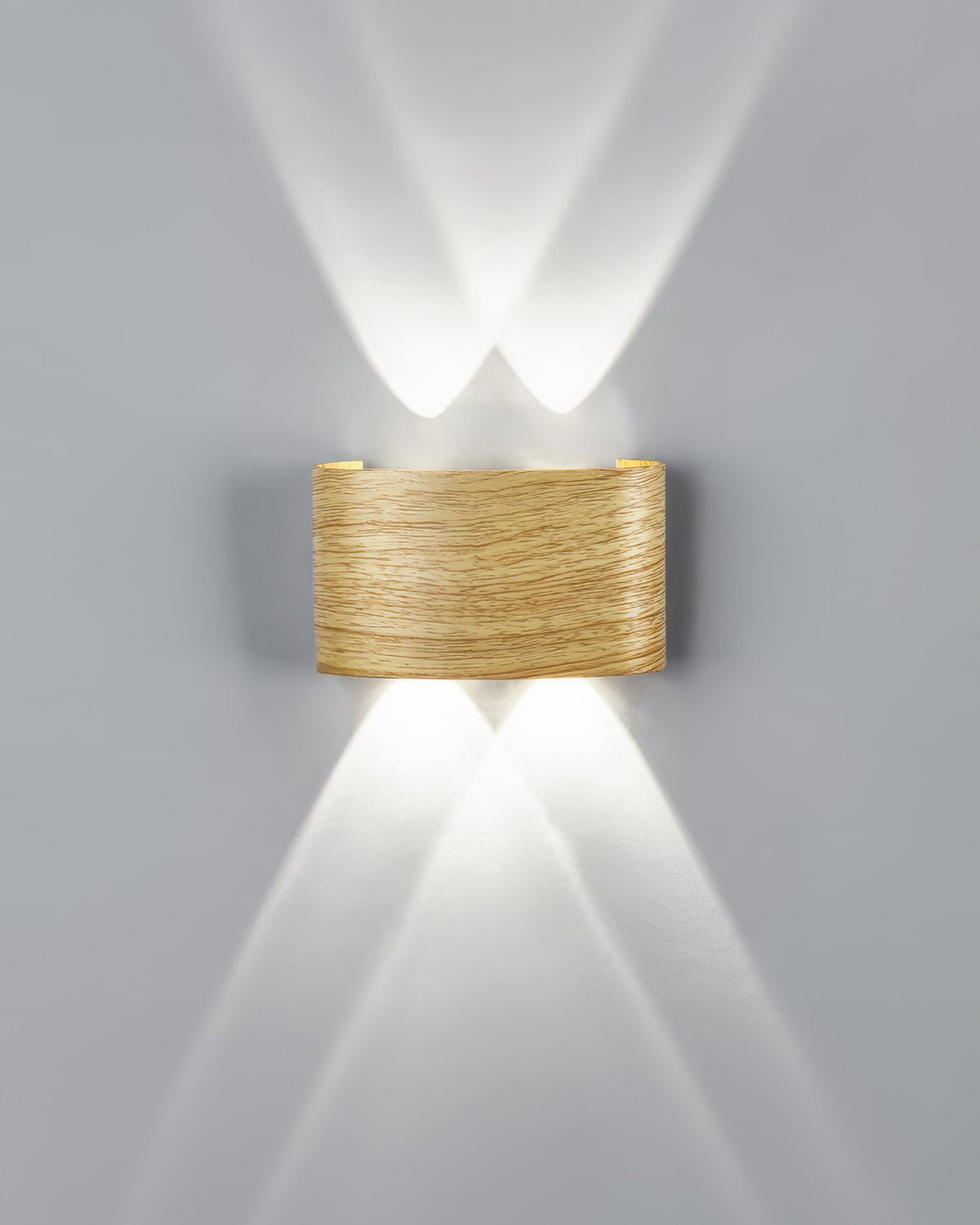 LED Wandleuchte mit Holzoptik – Elegante Innen- und Außenleuchte - 4 Leuchten – 4 W (13 x 7,5 x 4 cm) / Original