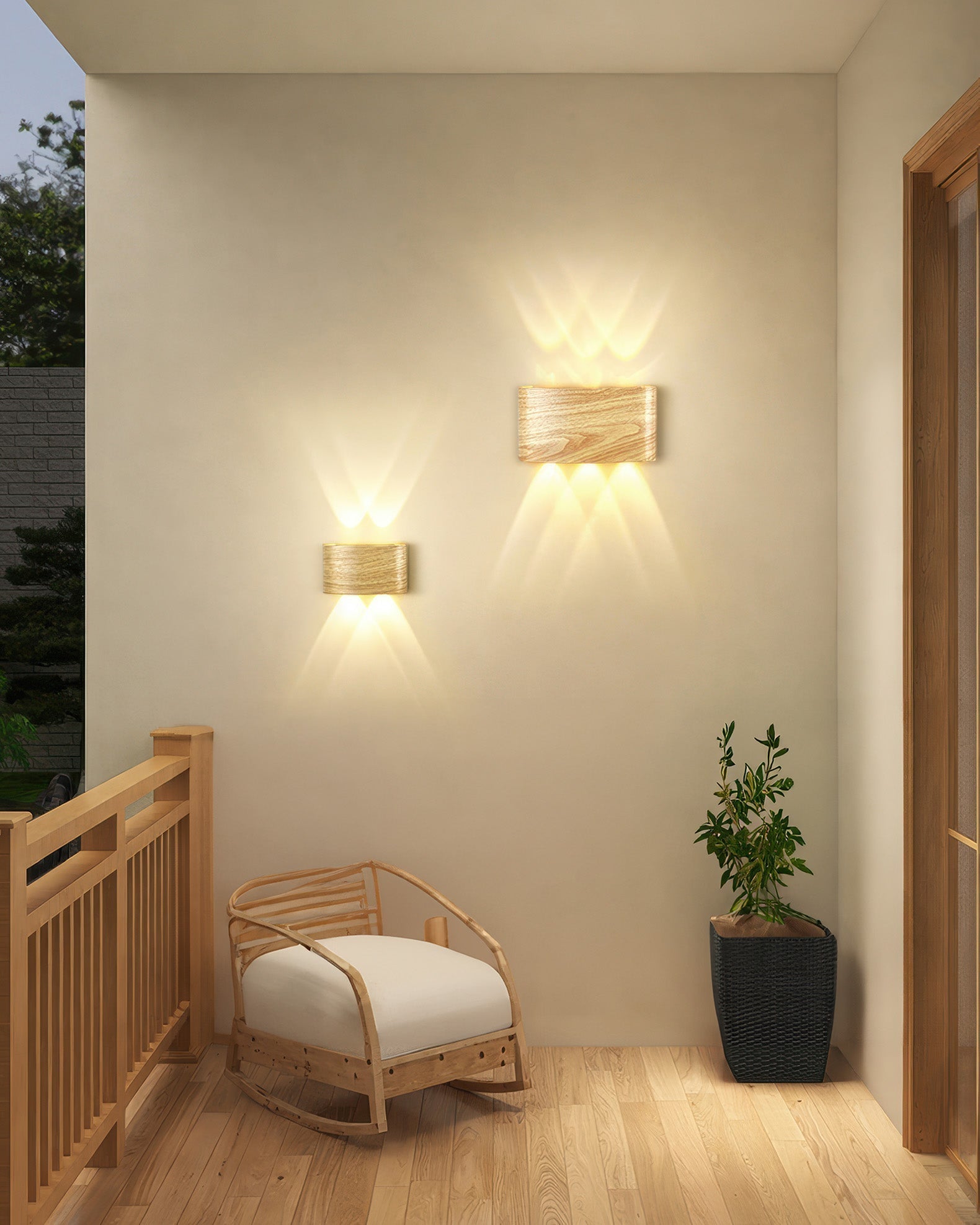LED Wandleuchte mit Holzoptik – Elegante Innen- und Außenleuchte - Wandleuchten