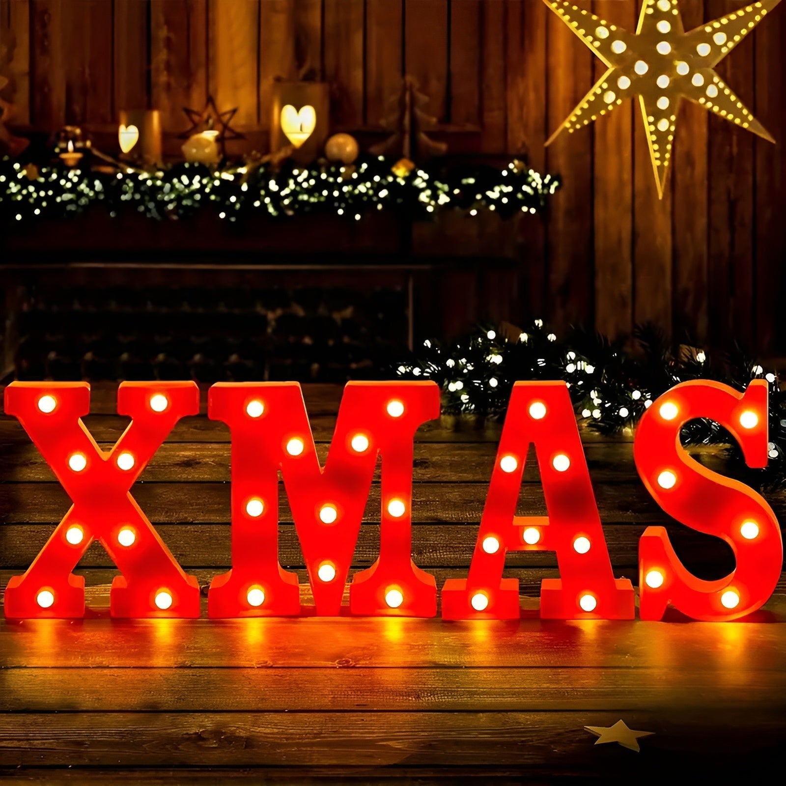 LED Weihnachtsbuchstaben – Festliche Leuchtschrift in Warmem Gelb | Batteriebetrieben für Innen­dekoration &
