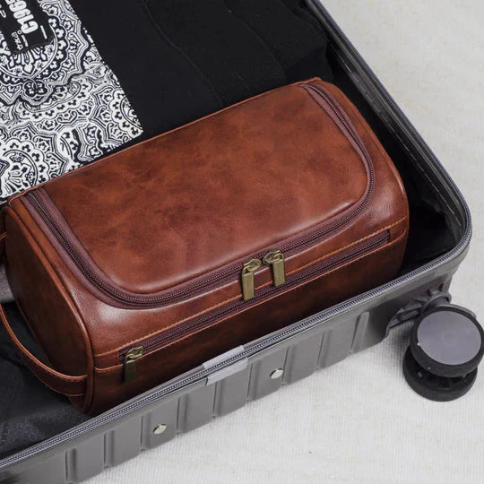 Leder Kulturbeutel für Herren – Hochwertige Waschtasche & Kosmetiktasche für Reisen - Kulturbeutel