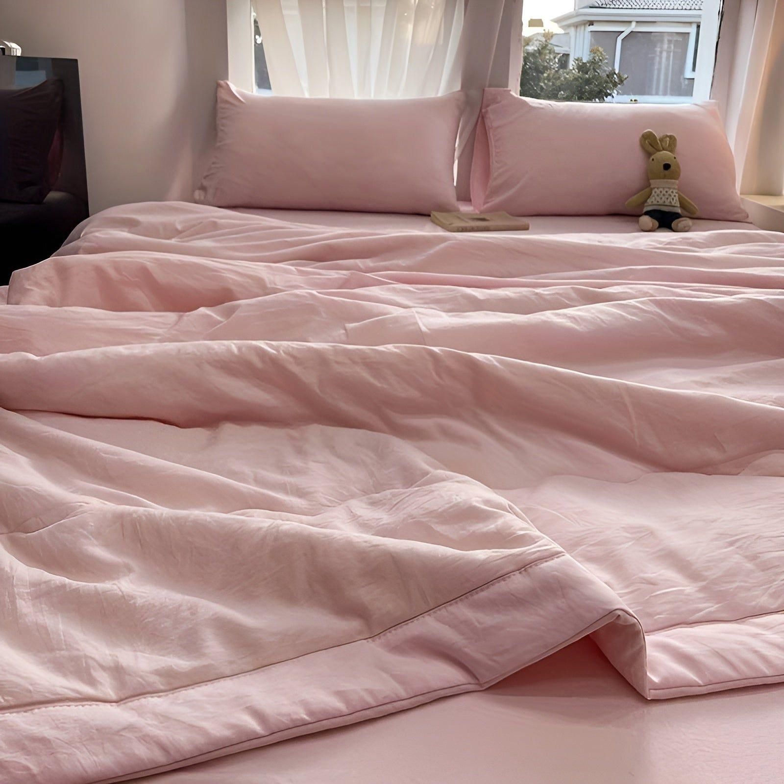 Leichte Sommerdecke – einfarbige leichte Sommerdecke für Komfort - Rosa / 150 x 200cm - Decke