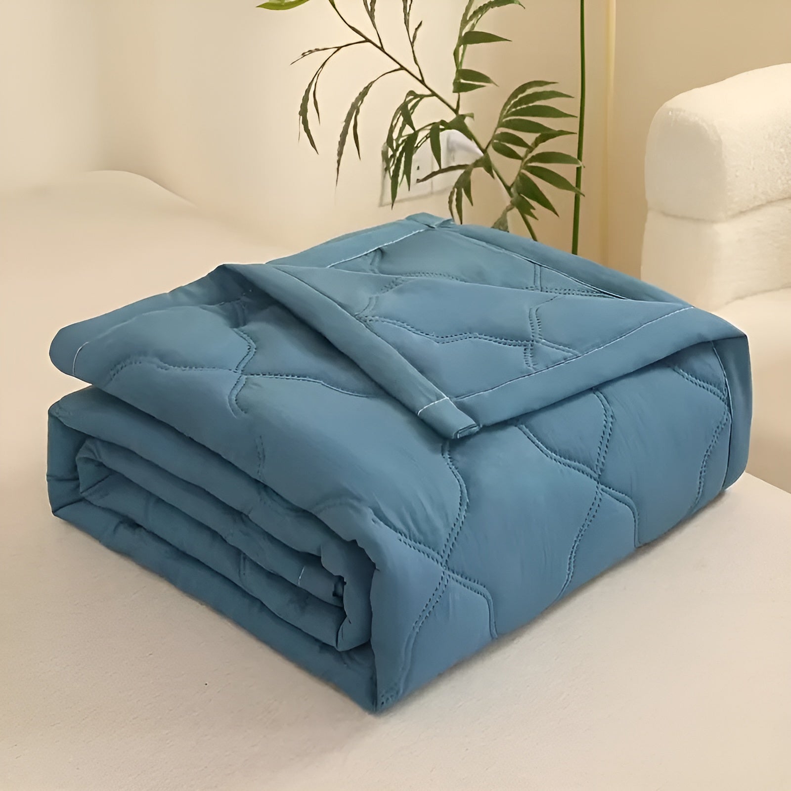 Leichte Sommerdecke – Kühlend & Pflegeleicht | Perfekt für Einzel- und Doppelbetten - Meeresblau / 100cm*150cm