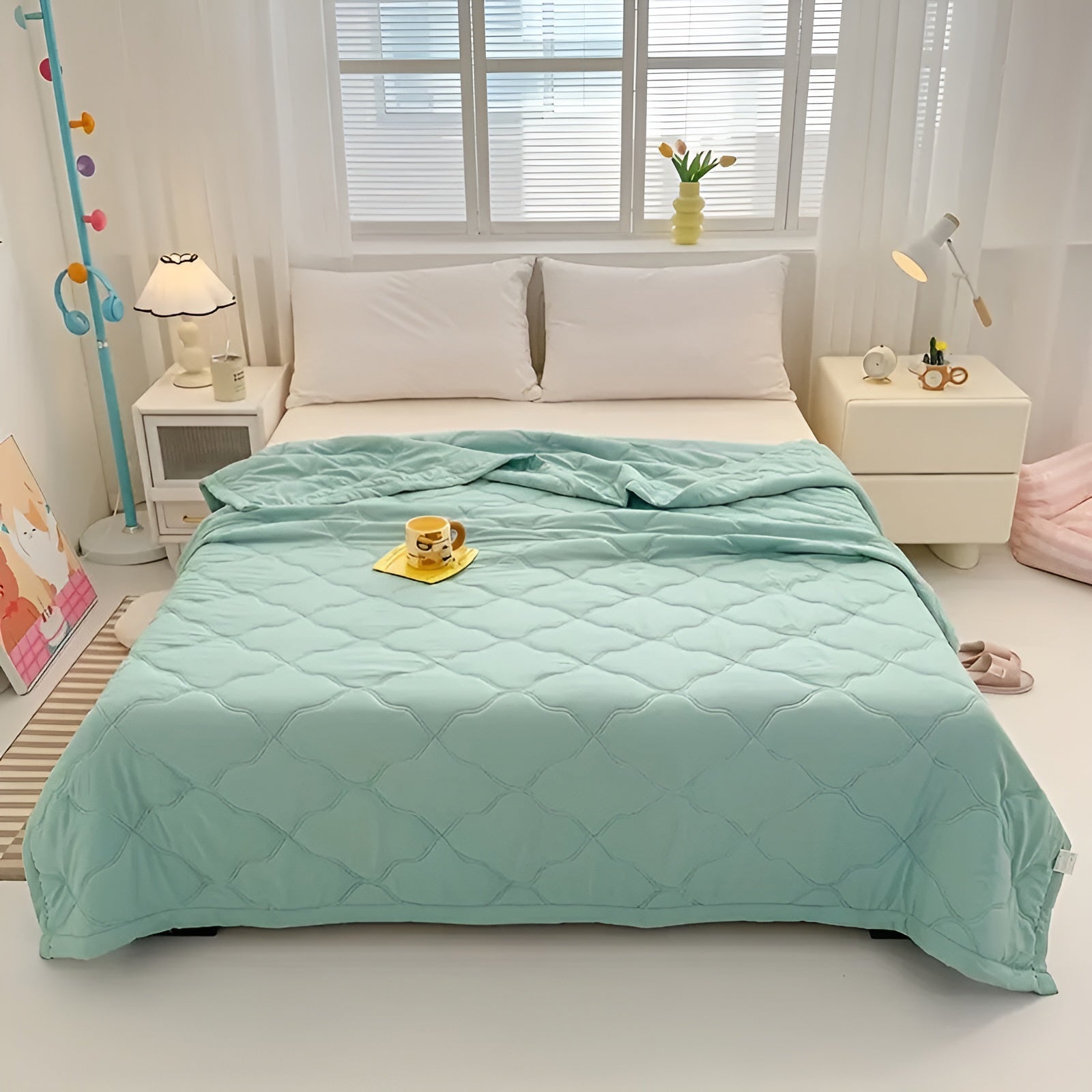 Leichte Sommerdecke – Kühlend & Pflegeleicht | Perfekt für Einzel- und Doppelbetten - Smaragdgrün / 100cm*150cm