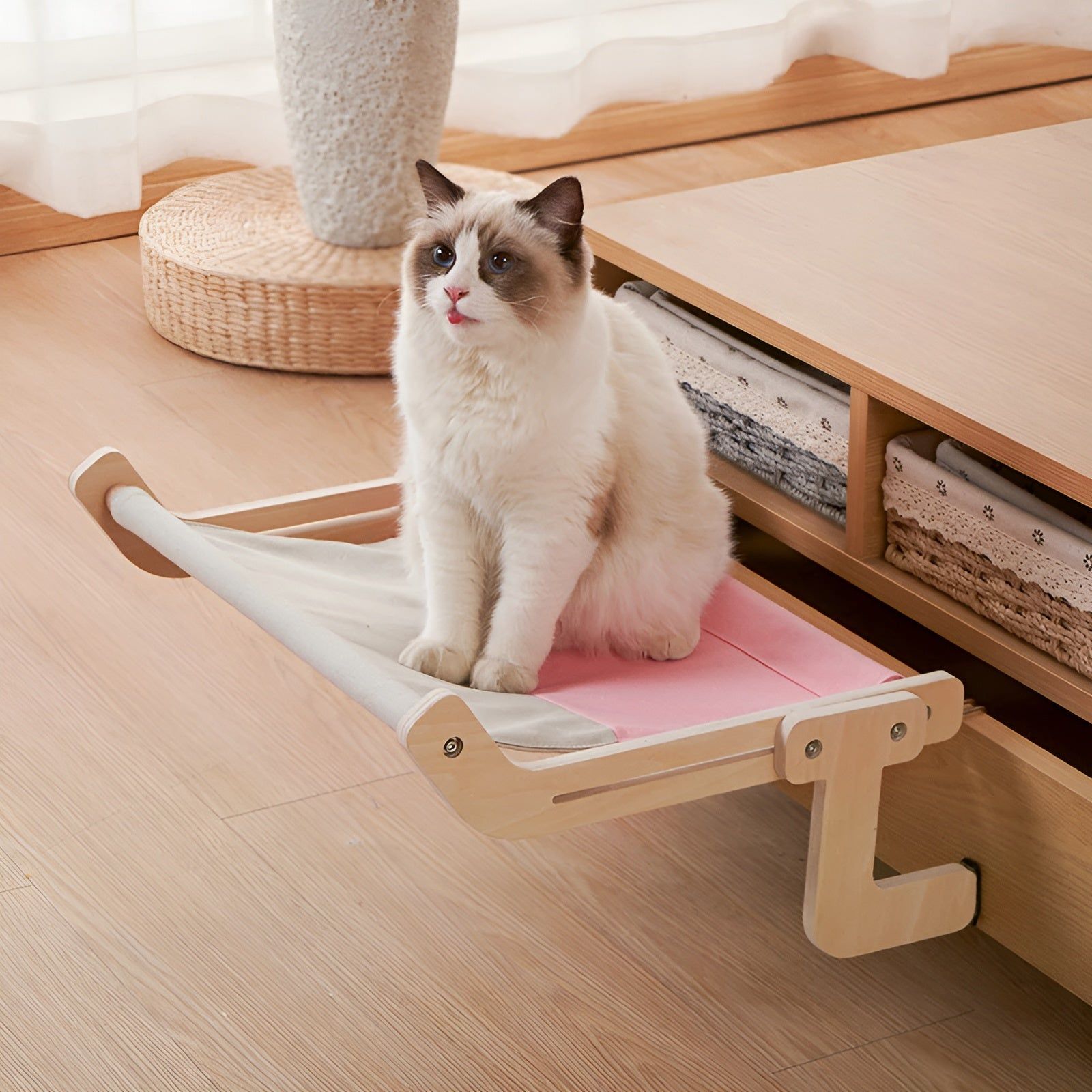 PurrLounge Hammock - Elegante Hölzerne Hängematte Bett für Katzen - Elegare