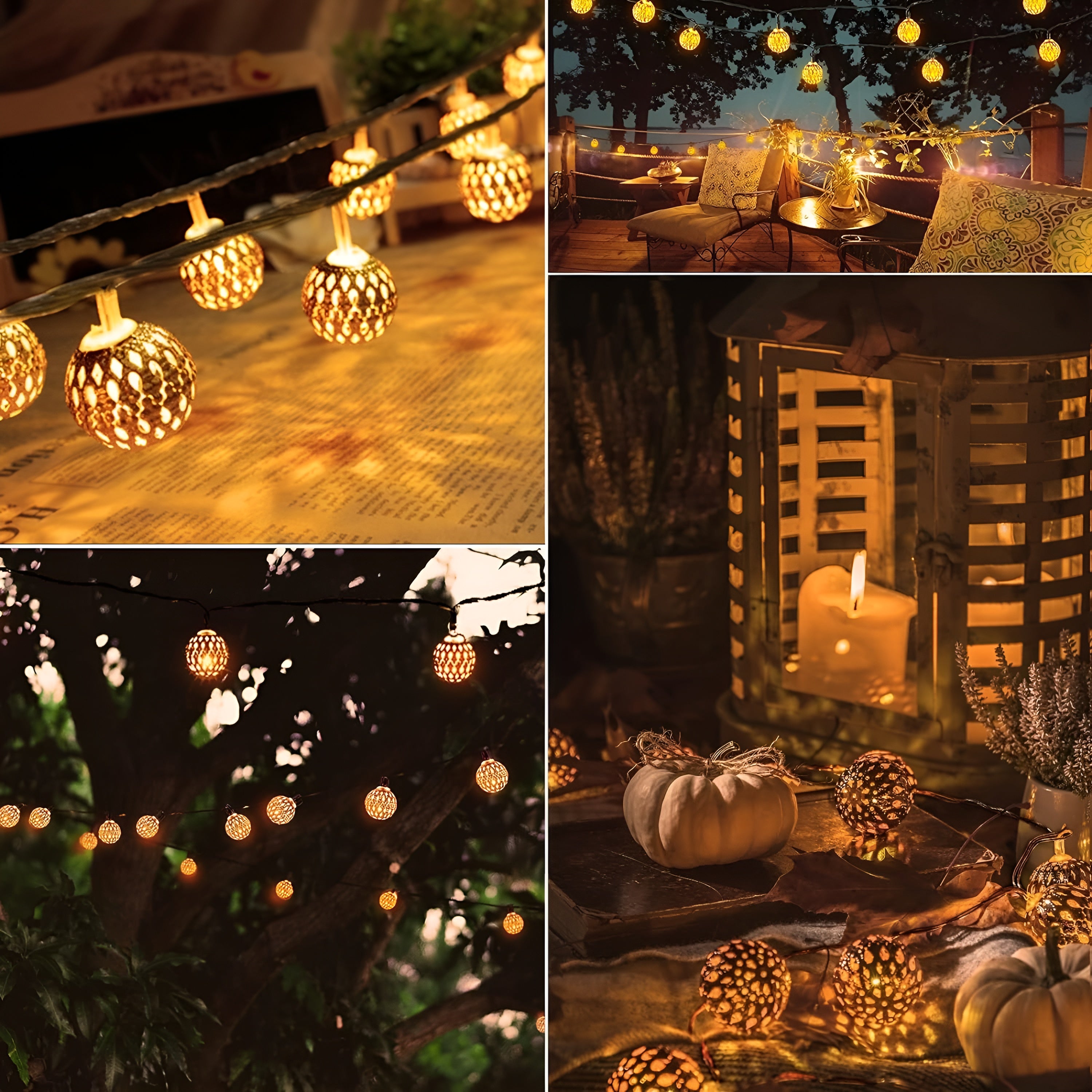 Solar-Lichterkette im marokkanischen Stil – Wasserdicht & Dekorativ für Garten und Balkon
