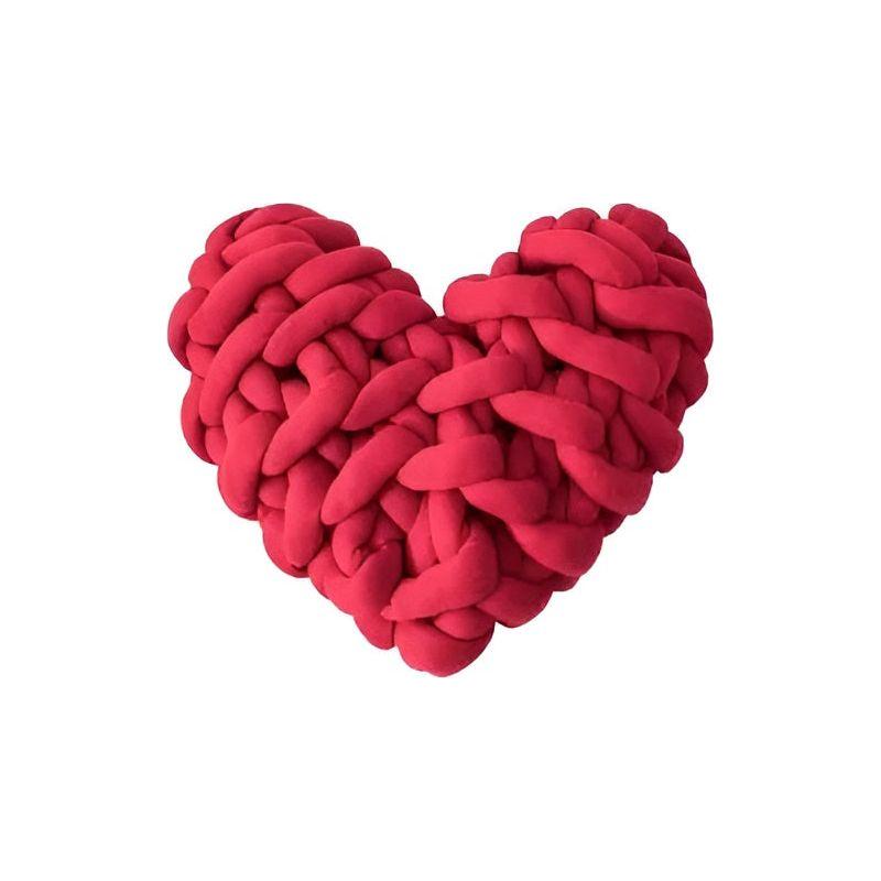 Love Pillow - Chunky Knitted Heart Kissen für ein Gemütliches Zuhause - Rot - Kissen