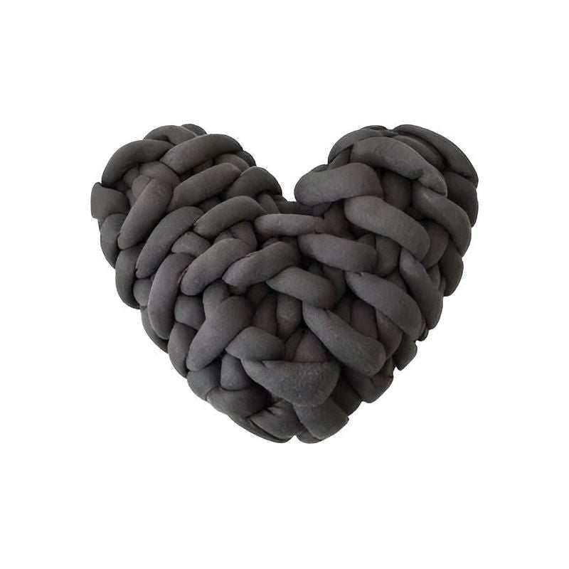 Love Pillow - Chunky Knitted Heart Kissen für ein Gemütliches Zuhause - Grau - Kissen