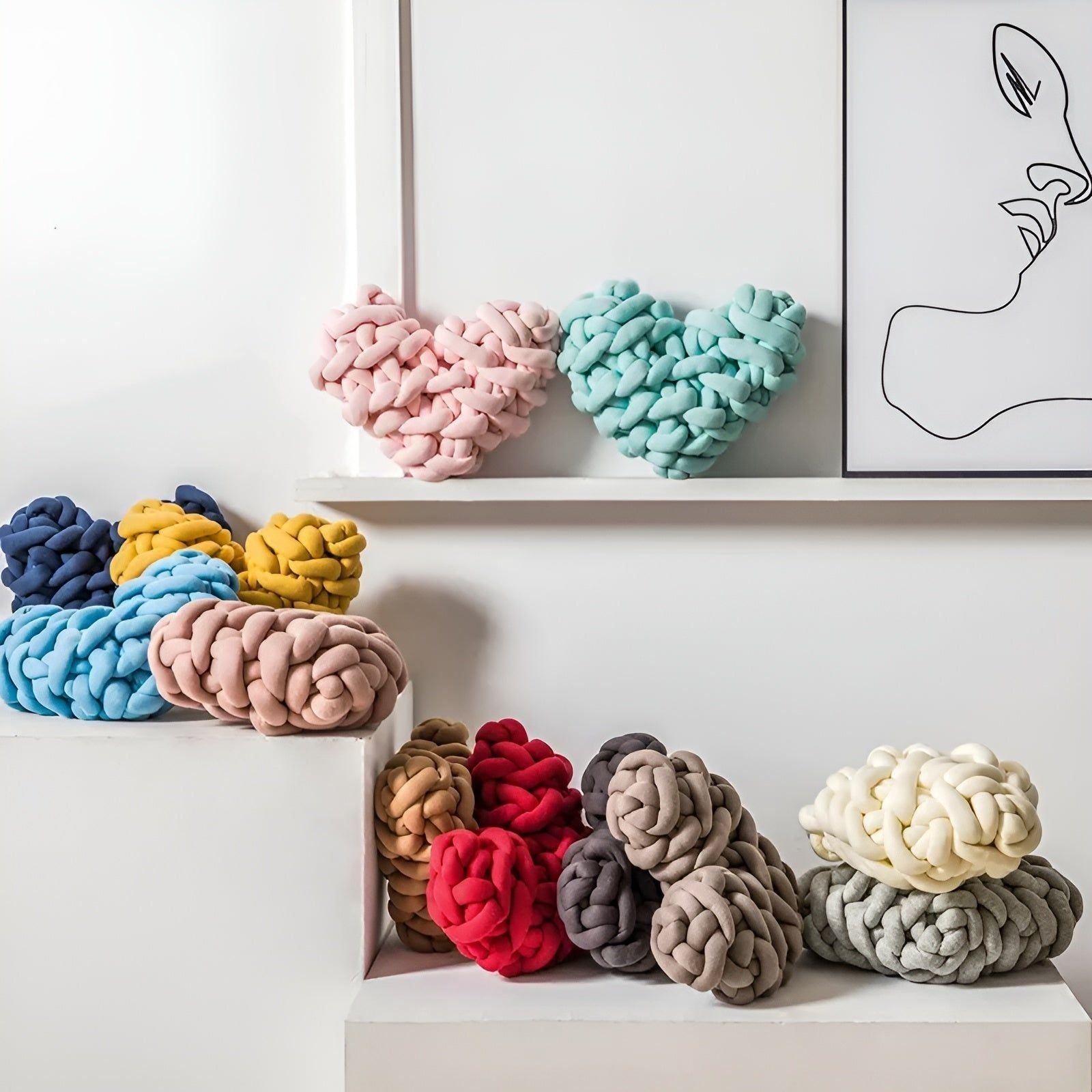 Love Pillow - Chunky Knitted Heart Kissen für ein Gemütliches Zuhause - Kissen