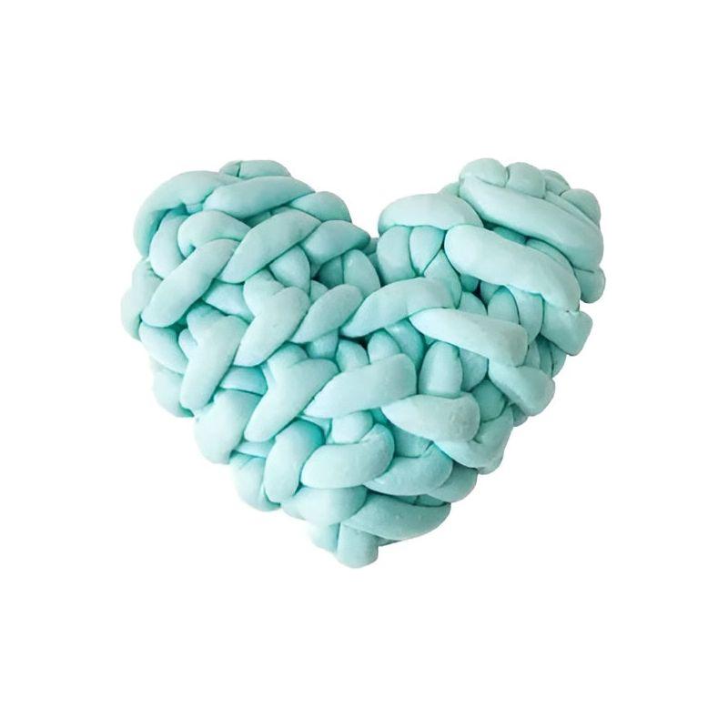 Love Pillow - Chunky Knitted Heart Kissen für ein Gemütliches Zuhause - Aqua - Kissen