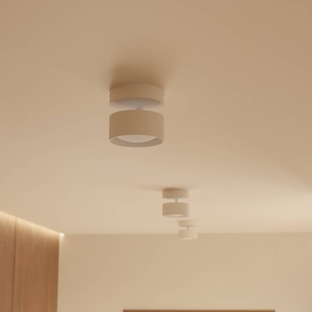 Montagedetail der zylindrischen LED-Decken- und Wandleuchte