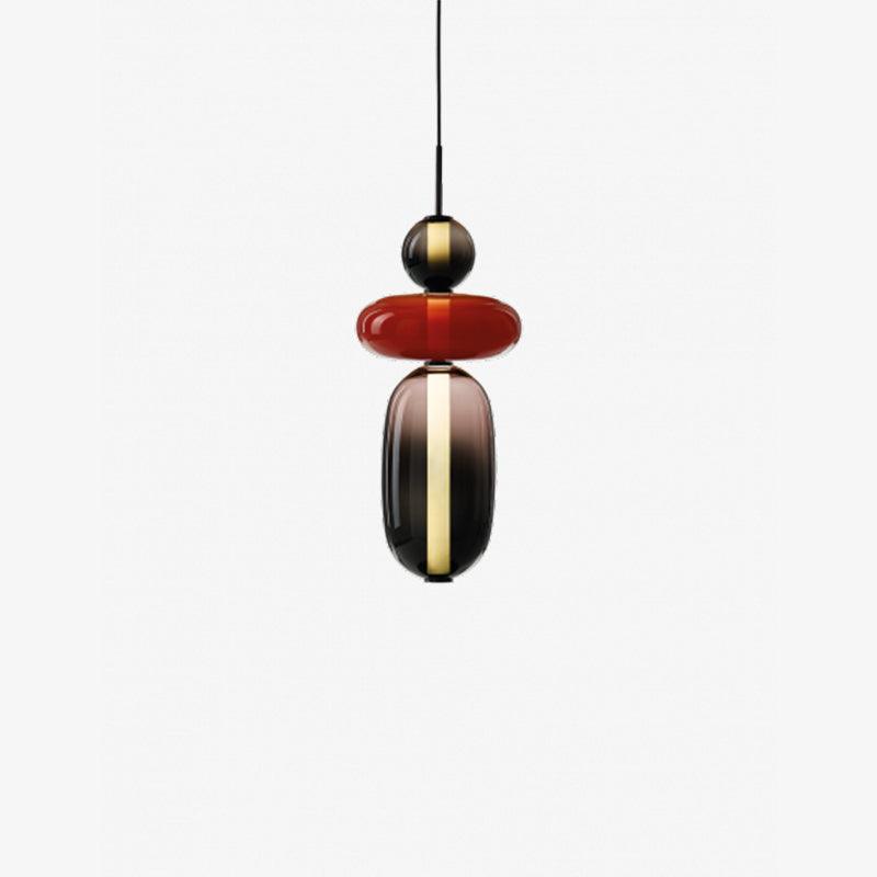 LumiSphere Light - Modern Colored Glass LED Pendant Light - Modell C Rot ∅ 7,1″ x H 21,5″ / Durchmesser 18 cm x H 54,5