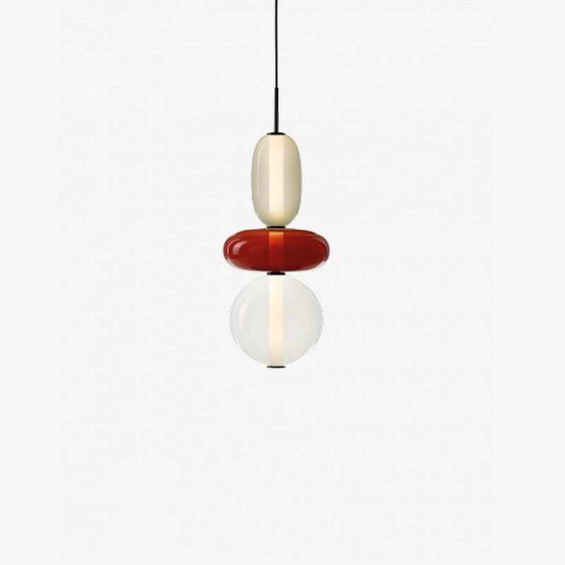LumiSphere Light - Modern Colored Glass LED Pendant Light - Modell D Rot ∅ 7,1″ x H 20,7″ / Durchmesser 18 cm x H 52,5