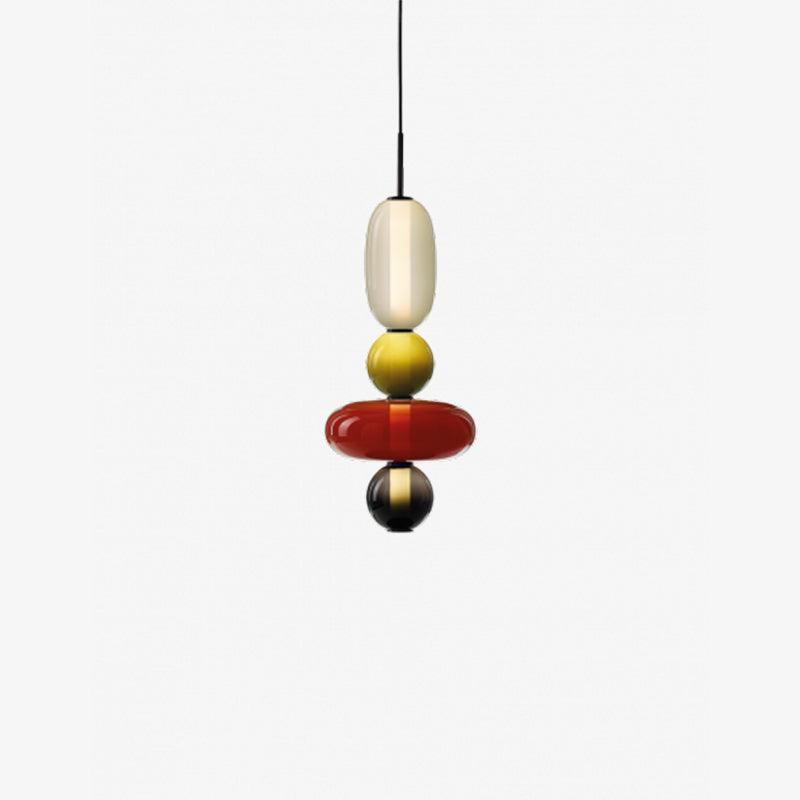 LumiSphere Light - Modern Colored Glass LED Pendant Light - Modell E ∅ 7,1″ x H 22″ / Durchmesser 18 cm x H 56 cm