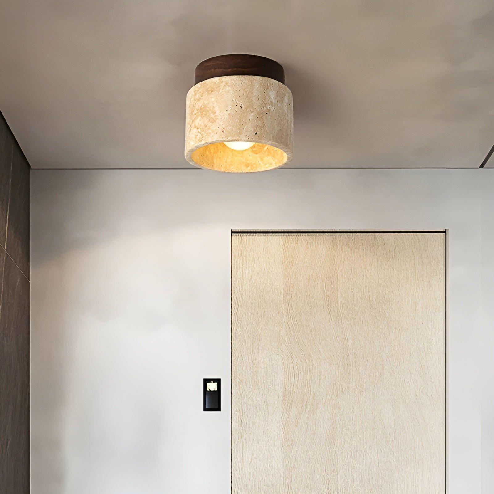 LumiStone - Wabi Sabi Gelber Marmor Japanische Deckenleuchte - Deckenleuchte